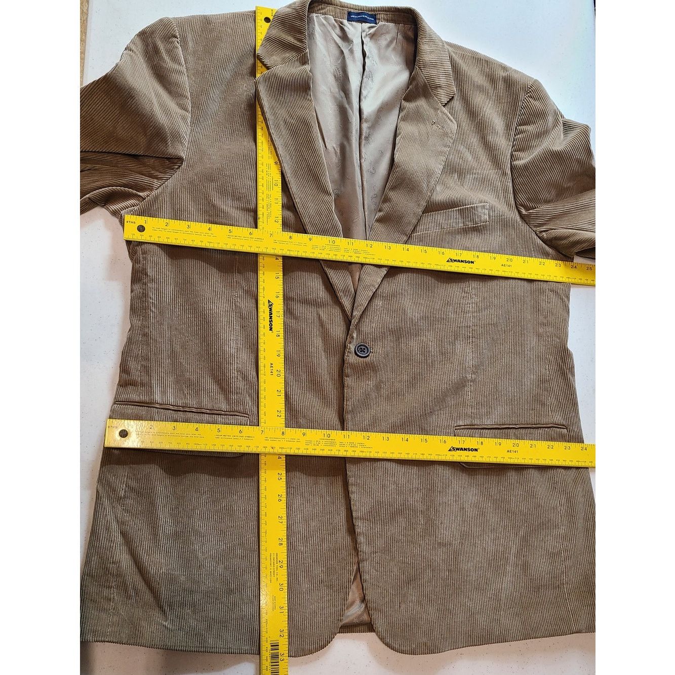 Stafford Stafford Classic Fit Tan Corduroy Sports Coat Blazer 46L Size US M / EU 48-50 / 2 - 6 Thumbnail