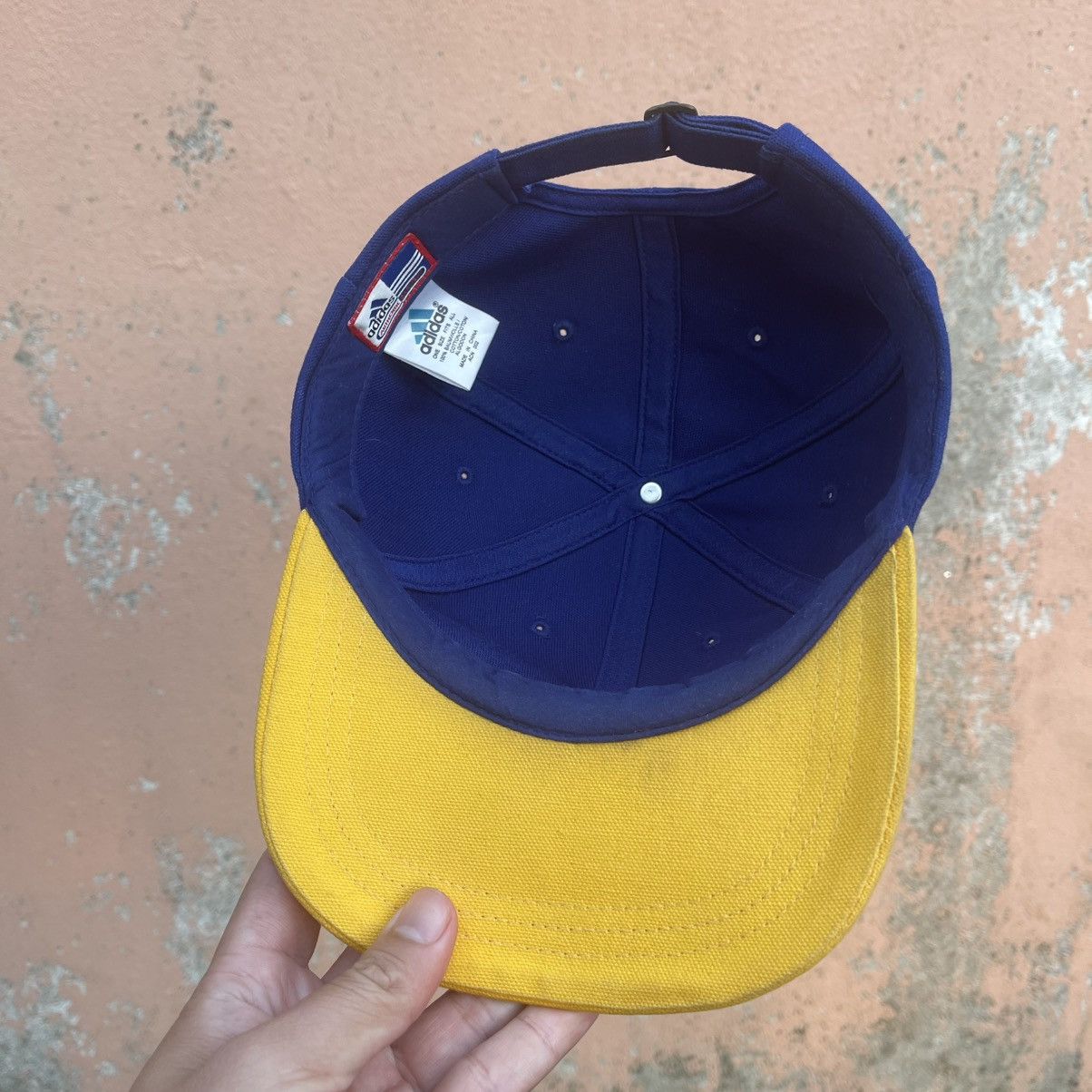 Adidas Vintage 90s Adidas Two-Tone Cap - Navy/Yellow Size ONE SIZE - 5 Thumbnail