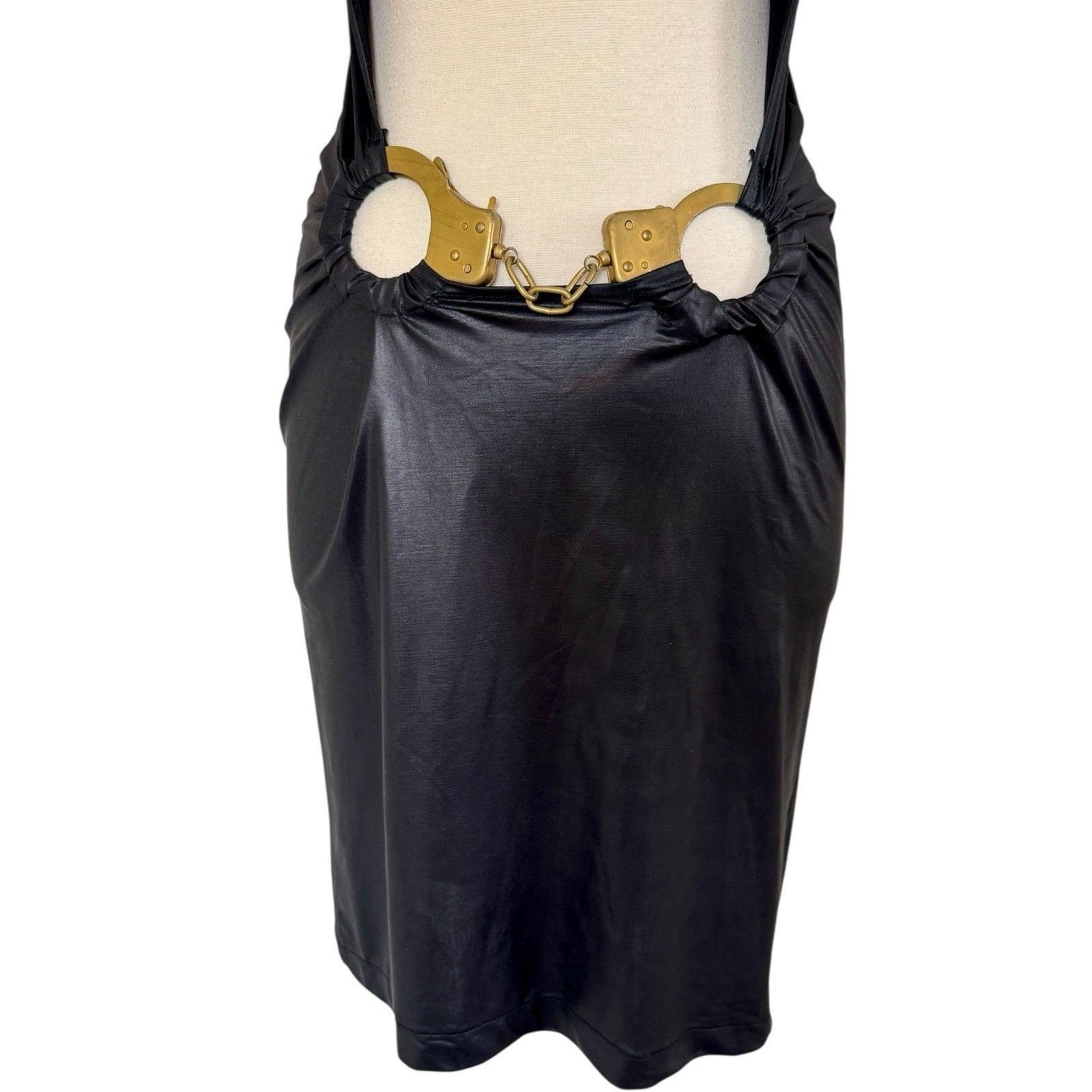 Other JENNIFER GRACE Faux Leather Handcuff Bodycon Police Dress Size S / US 4 / IT 40 - 10 Thumbnail