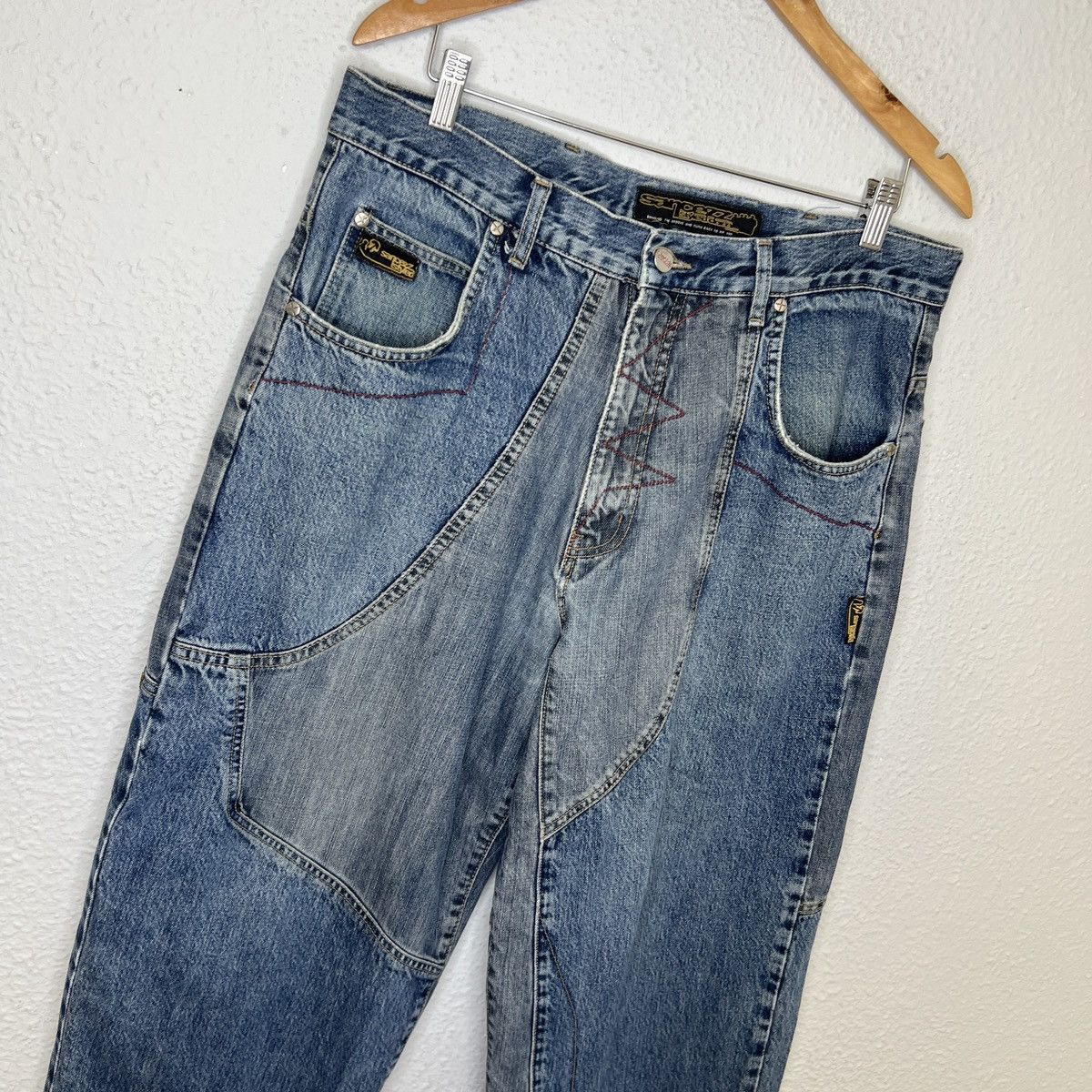 Fubu × JNCO × Southpole Vintage Sancezz Baggy Hip Hop Pants Trousers Patchwork Denim Size US 34 / EU 50 - 4 Thumbnail