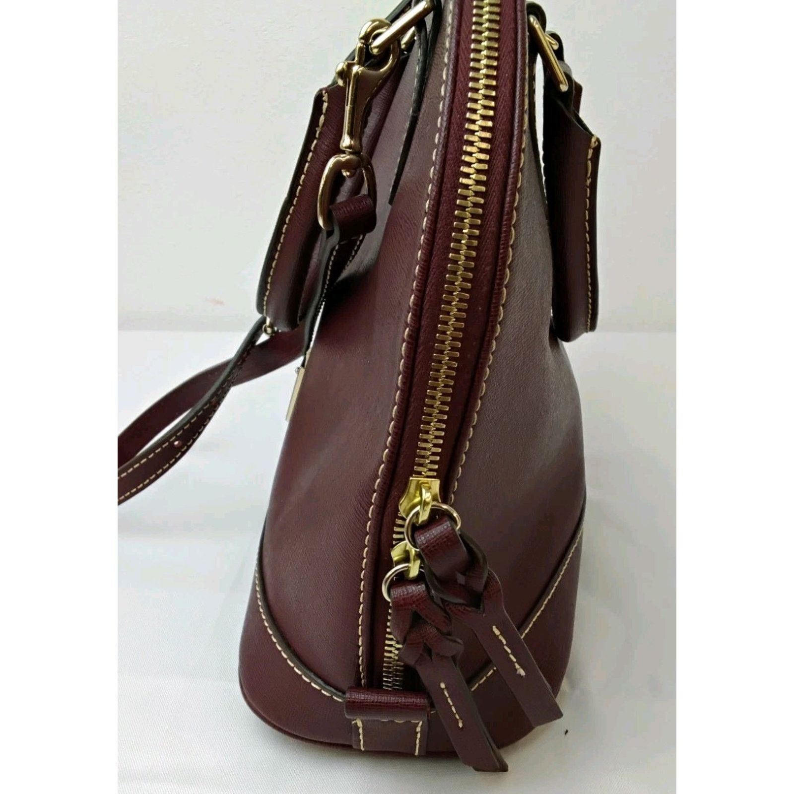 Dooney & Bourke Dooney & Bourke Satchel Handbag Deep Red Brushed Leather Size ONE SIZE - 9 Thumbnail