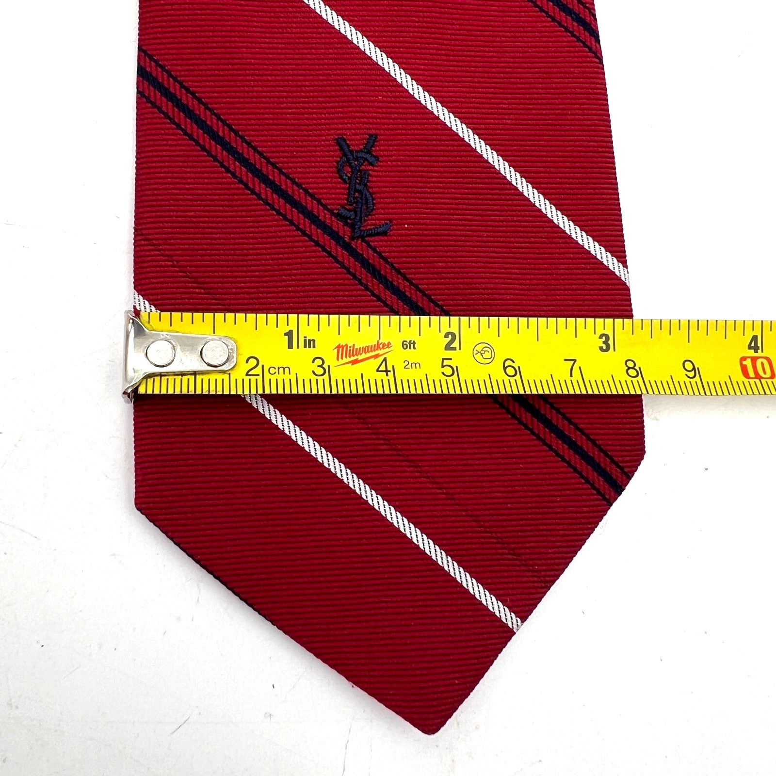 Yves Saint Laurent Vintage Yves Saint Laurent Red Silk Tie Stripes Size ONE SIZE - 5 Thumbnail