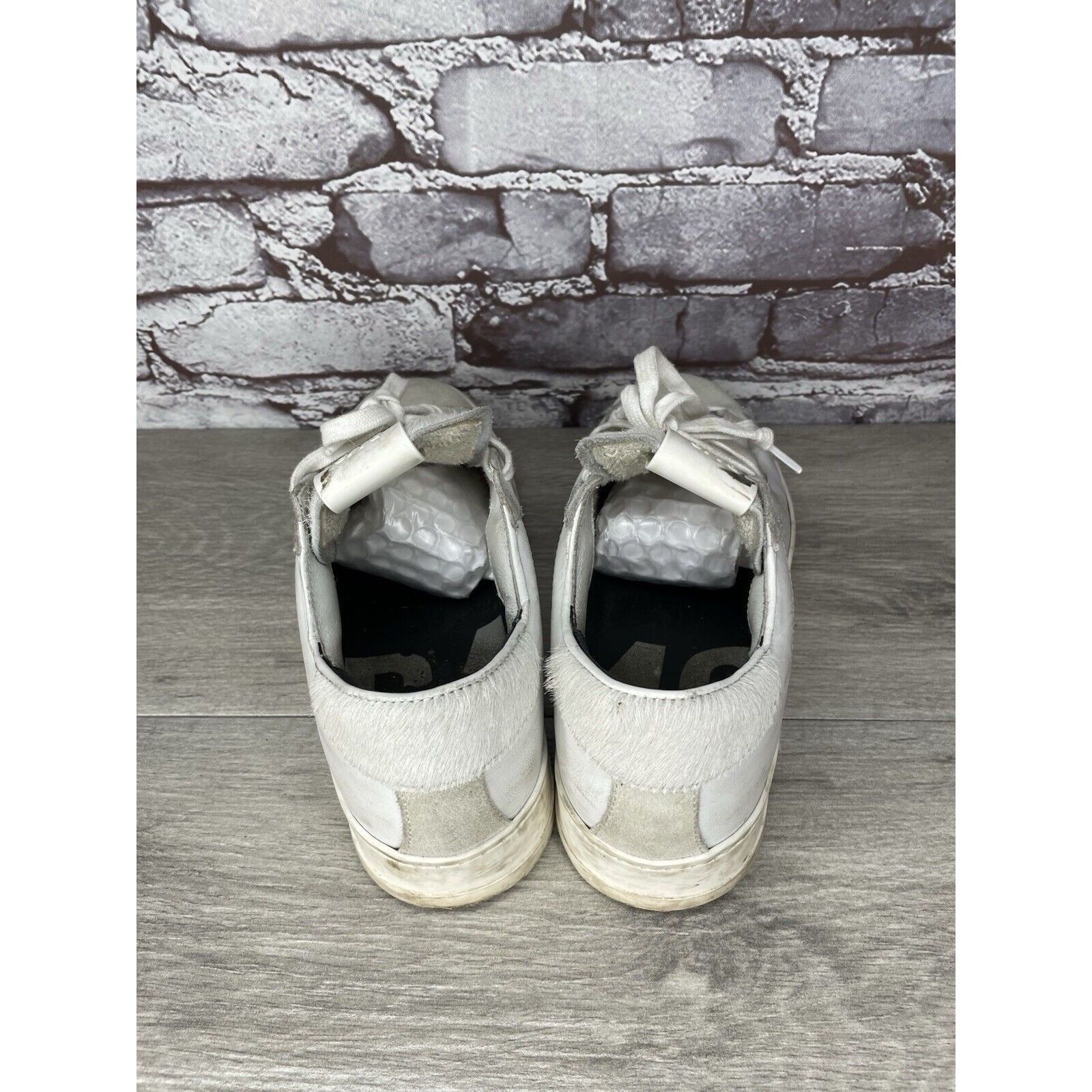 P448 P448 White Leather Gray Suede Silver Glitter Low Top Sneaker Size US 9.5 / IT 39.5 - 6 Thumbnail
