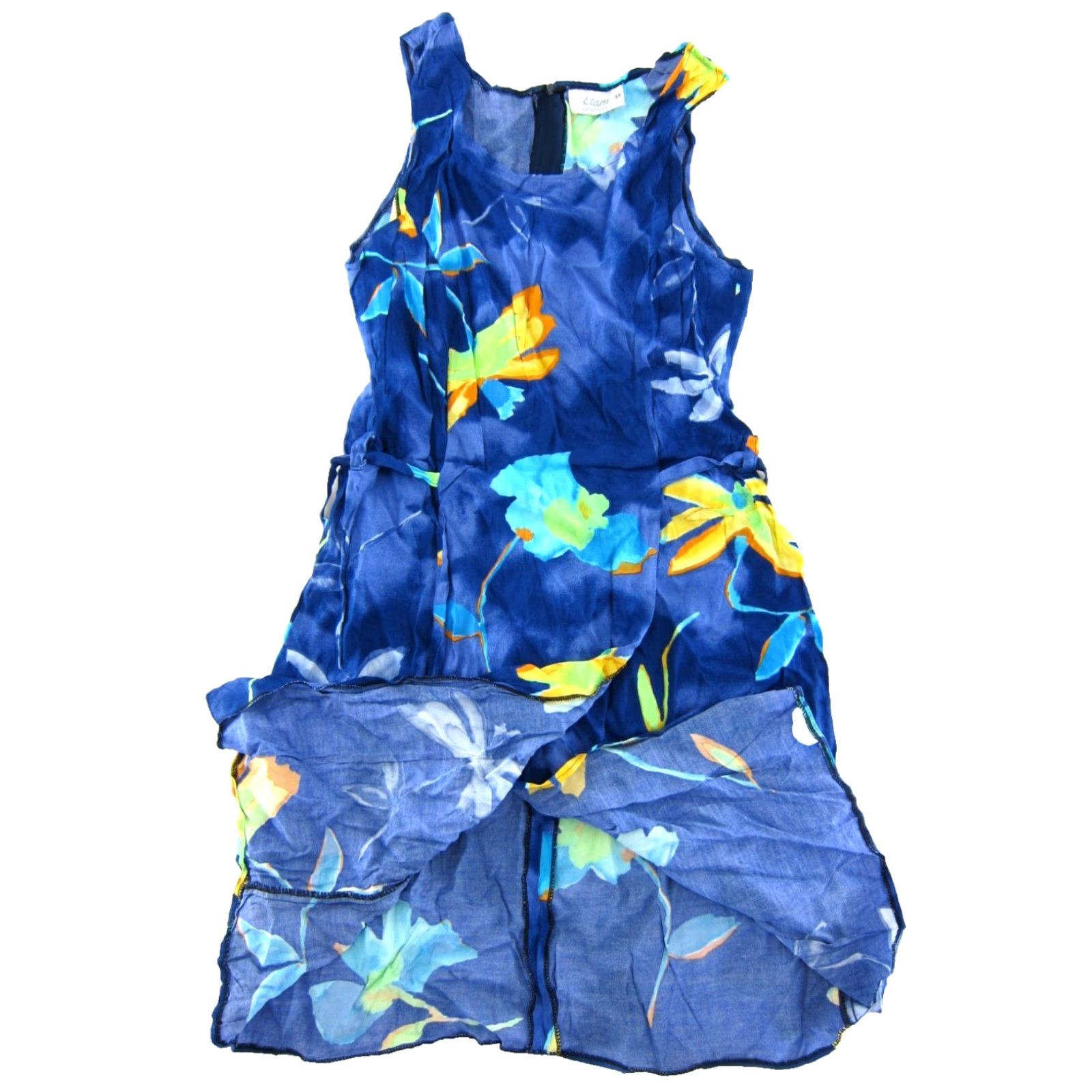 Vintage VINTAGE Etam Tank Dress Sun Floral Blue Orange Green Blue 90s Y2K Sun Dress Classic Etam Floral Tank Dress Women Small XS? Size S / US 4 / IT 40 - 5 Thumbnail