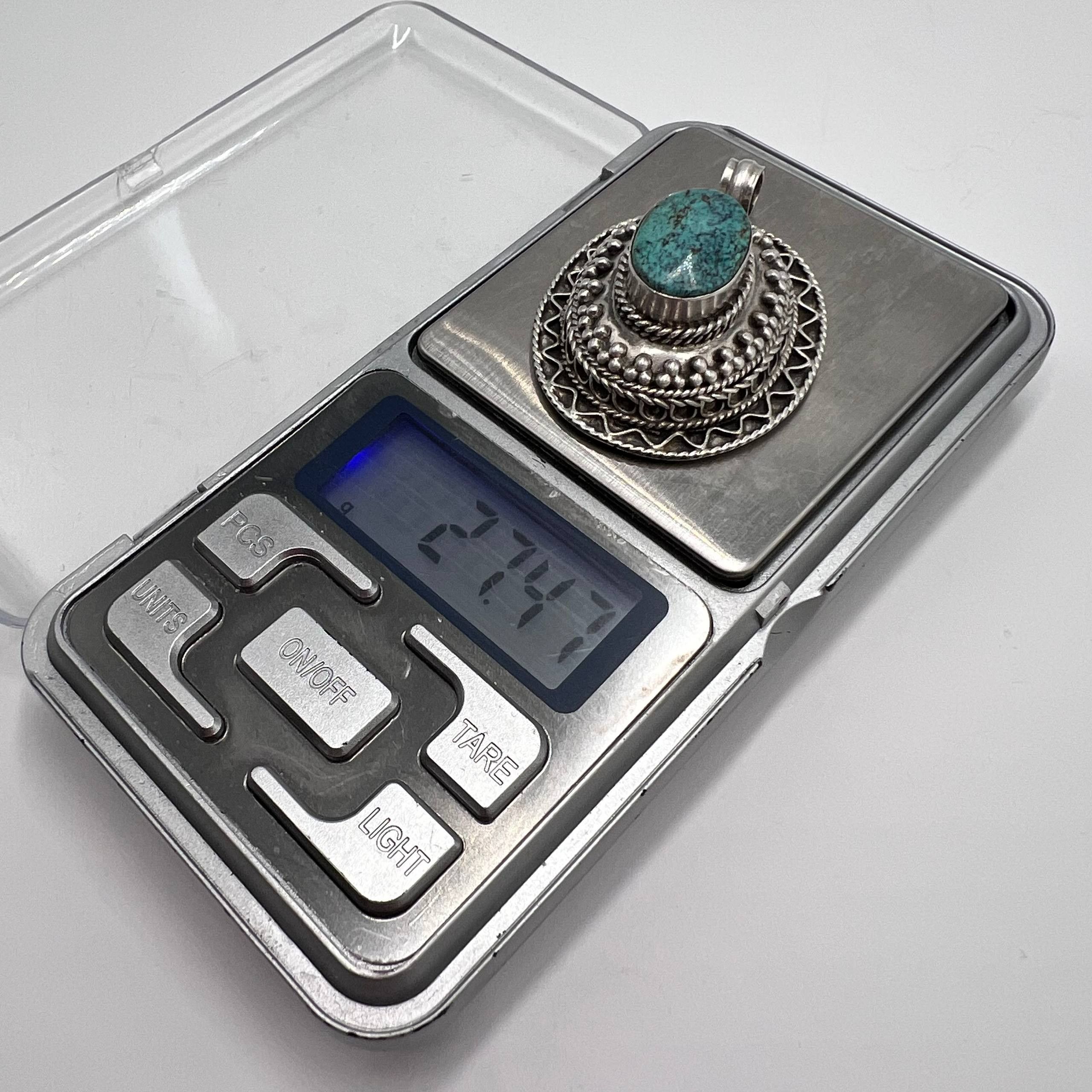 Vintage Vintage Sterling Silver 925 Pendant Turquoise Cabochon Size ONE SIZE - 8 Thumbnail