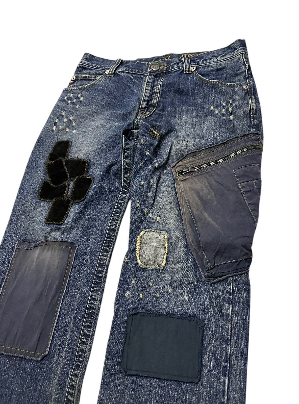 291295=Homme 291295 homme patchwork denim jeans 33x31 Size US 33 - 3 Thumbnail