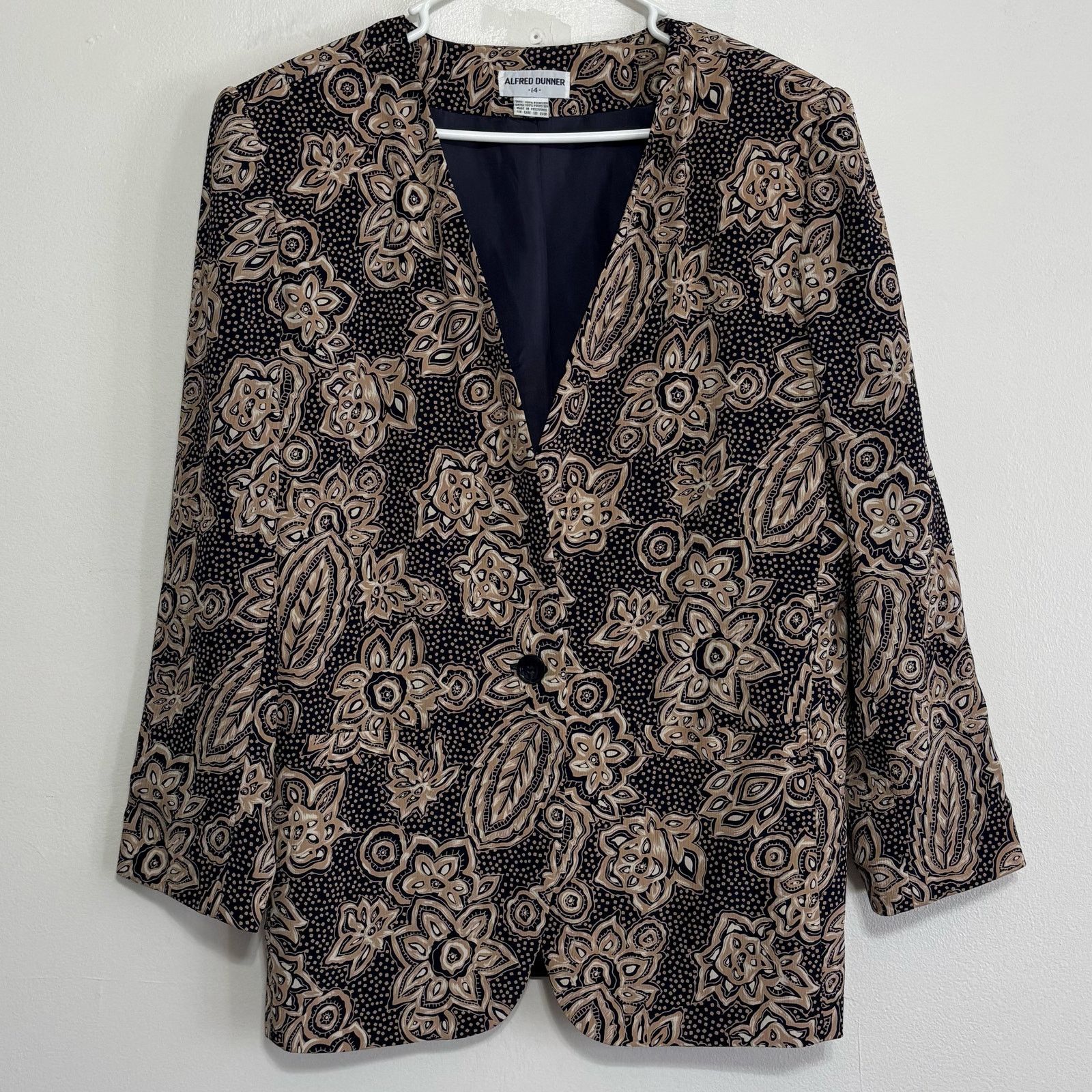 Other Vintage Alfred Dunner Navy Floral Jacket Blazer 14 Size XL / US 12-14 / IT 48-50 - 1 Thumbnail