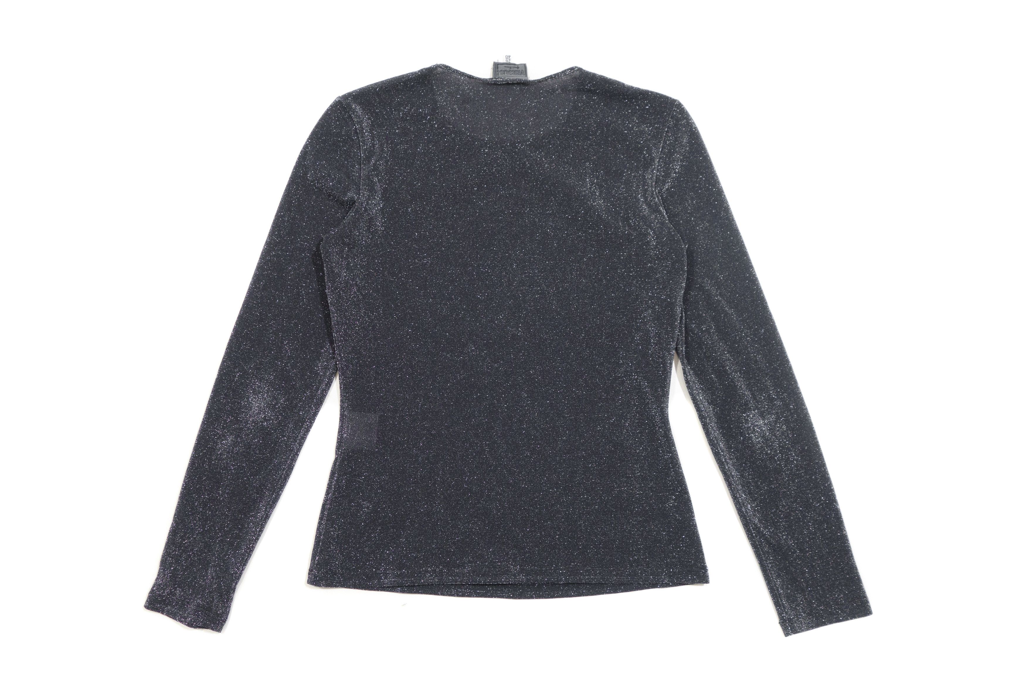 Versus Versace 90s Silver Metallic Glitter Lurex Long Sleeve Shirt Size S / US 4 / IT 40 - 2 Thumbnail