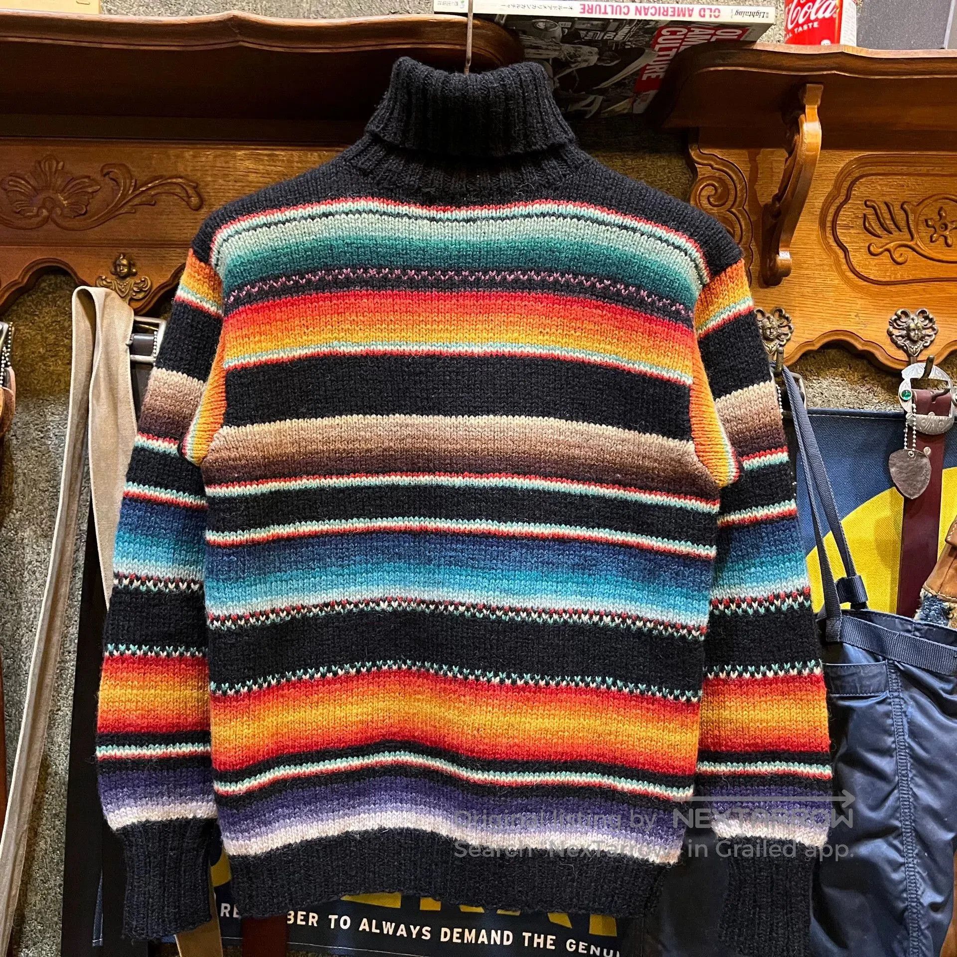 Vintage Rainbow Turtleneck Sweater.