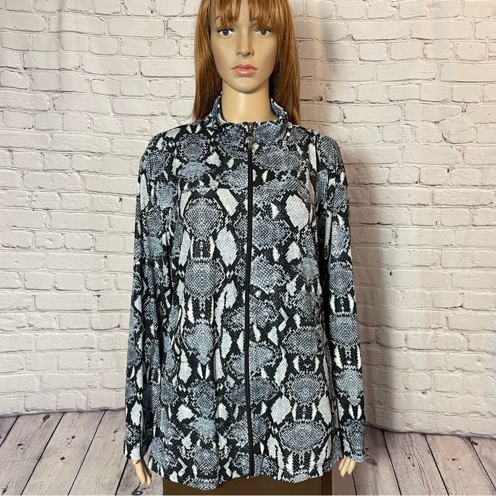 Chicos Chico's Snake Print Full Zip Stretch Long Sleeve Jacket Siz Size XL / US 12-14 / IT 48-50 - 1 Thumbnail
