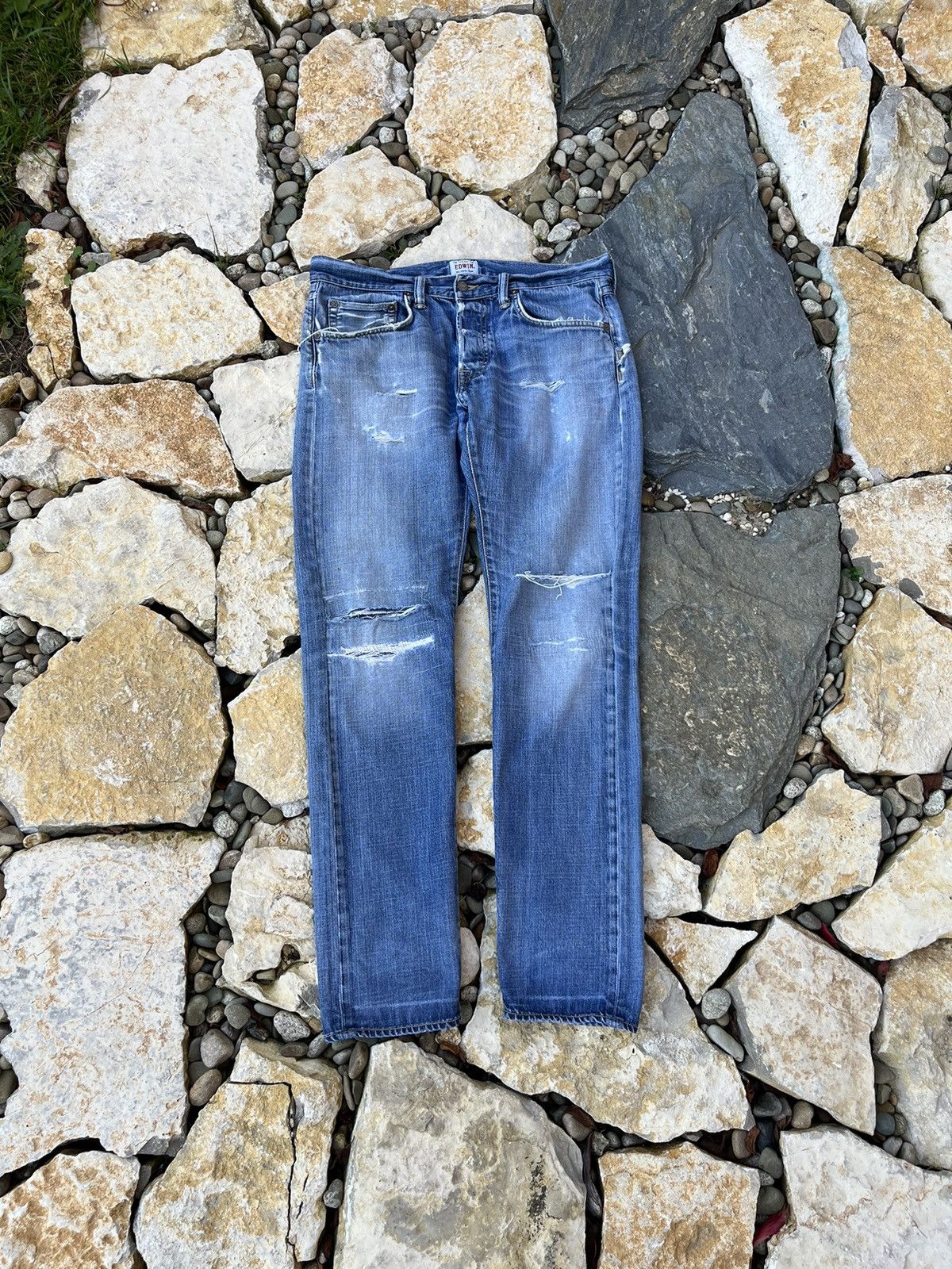 Edwin japan vtg distressed denim jeans pants y2k destroyed