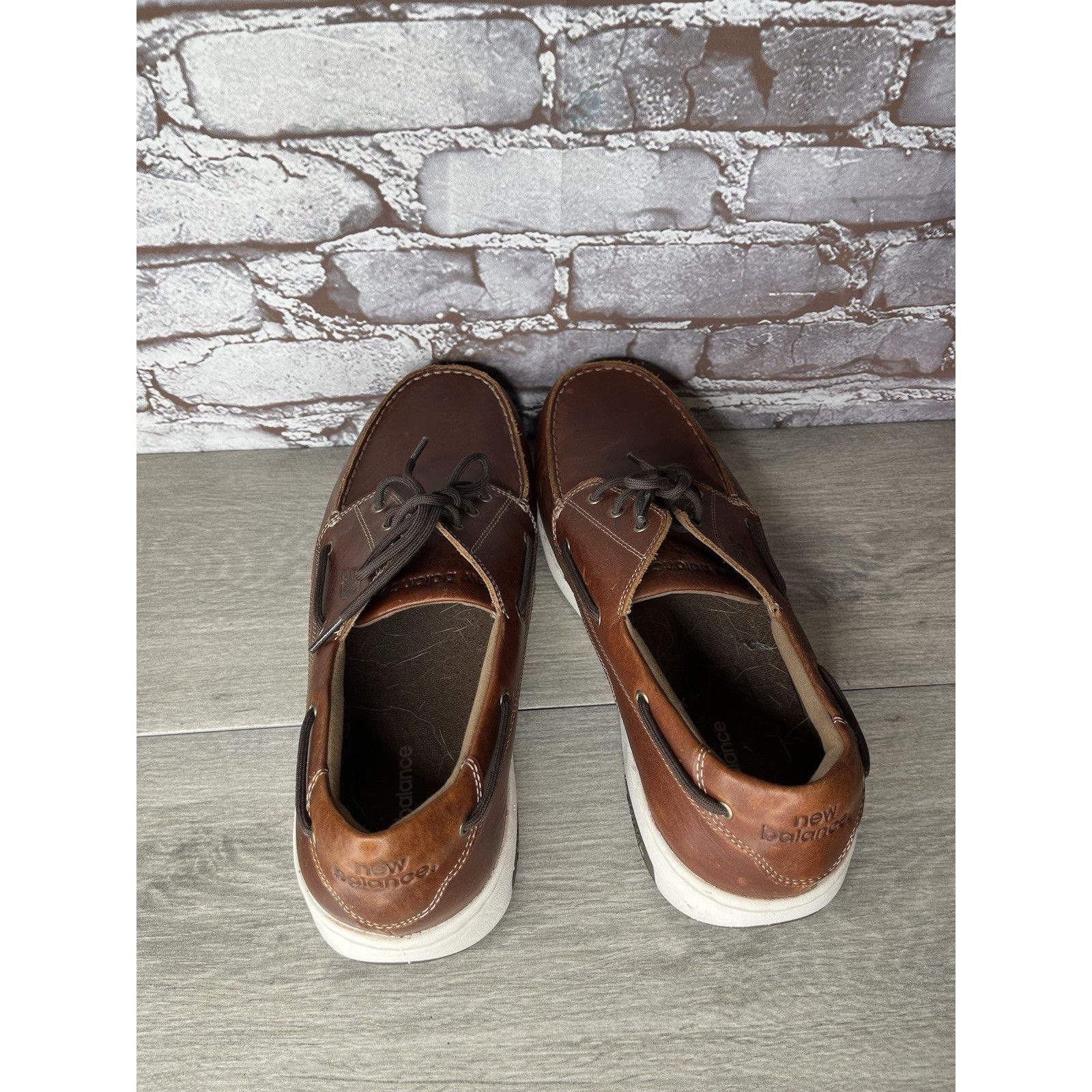 New Balance New Balance Brown Leather Lace Walking Deck Loafers Men Sz 1 Size US 12.5 / EU 45-46 - 7 Thumbnail