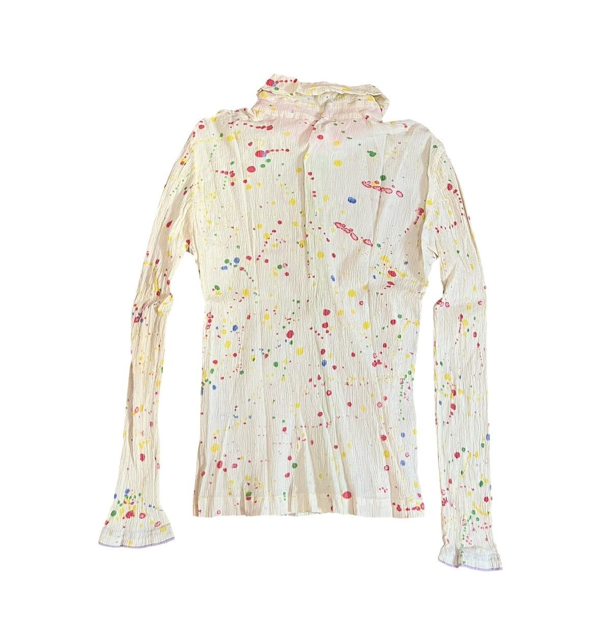 Issey Miyake Tsumori chisato crinkle pleated paint splatter cream shirt Size S / US 4 / IT 40 - 5 Thumbnail