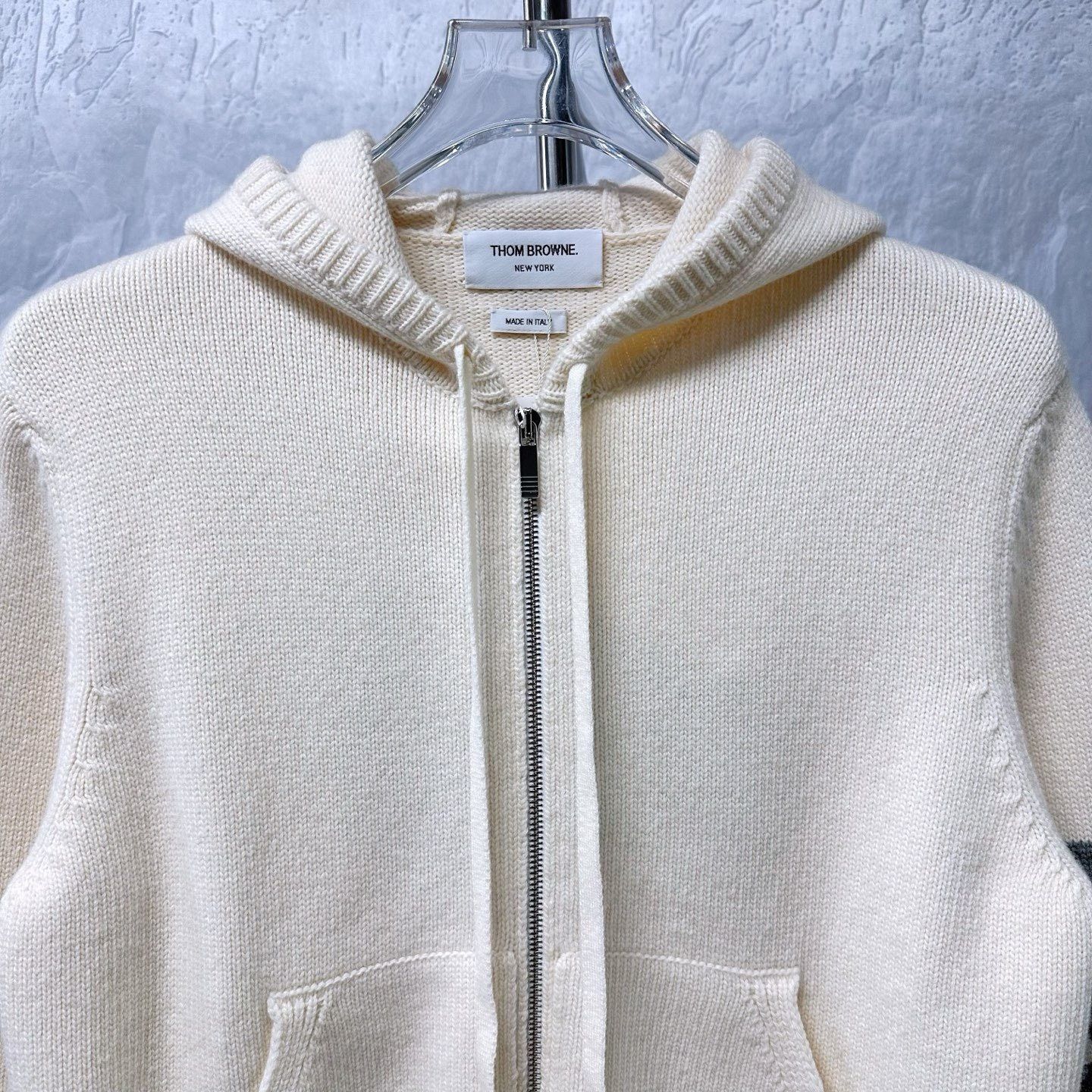 Thom Browne THOM Browne Stripe Floral Knit Wool Hooded Coat Size US XS / EU 42 / 0 - 3 Thumbnail