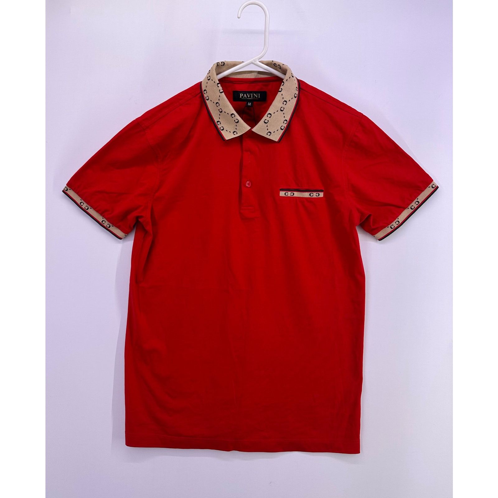 & Other Stories Pavini Red Polo With Brown CC Accents Size Medium Size US M / EU 48-50 / 2 - 1 Thumbnail