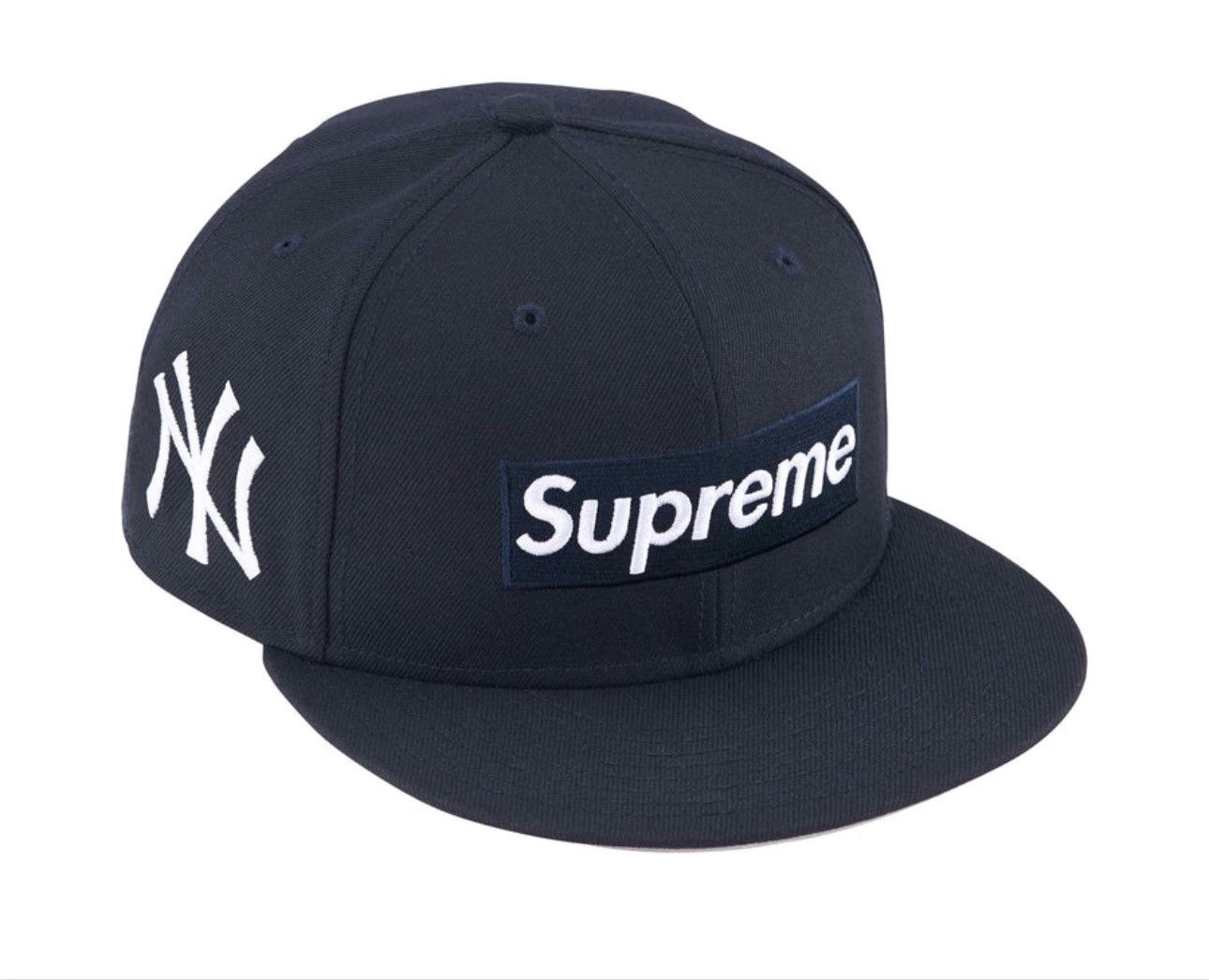 image of New York Yankees x Supreme Box Logo Yankees, New Era, Hat in Navy, Men's
