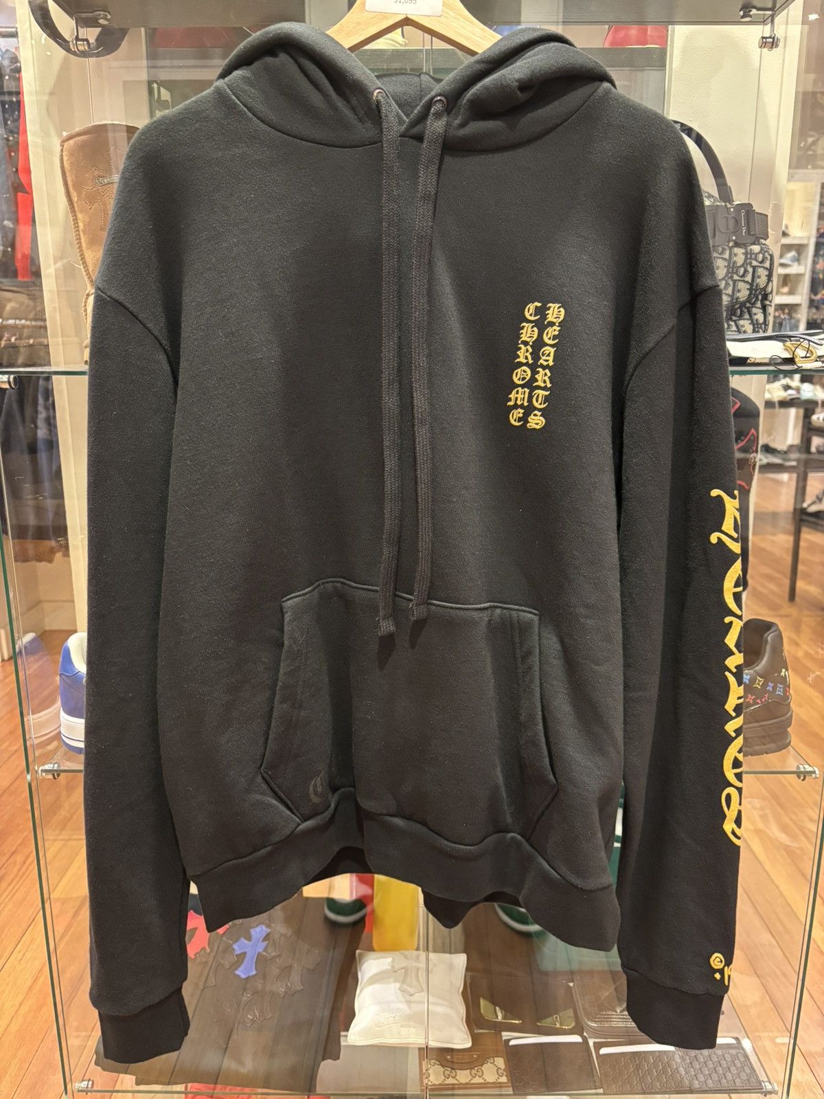 ウェブ限定◆CHROME HEARTS◆1988 GLITTER HOODIE \"BLACK/GOLD\" Chrome Hearts Black & Gold Glitter 1988 Script Logo Hoodie
