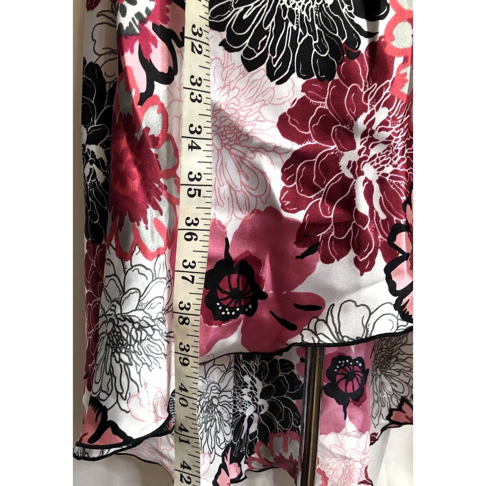Pinko Vintage Byer Silky Sleeveless Surplice Hi Lo Dress 9 Pink Red Satin Floral Midi Size M / US 6-8 / IT 42-44 - 7 Thumbnail