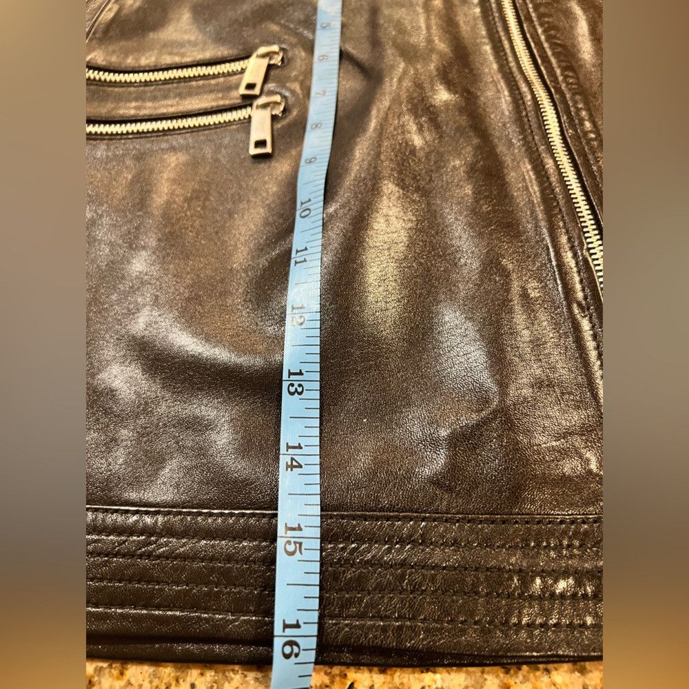 The Kooples The Kooples Lambskin Leather Mini Skirt Black Zippers Size 28" / US 6 / IT 42 - 8 Thumbnail