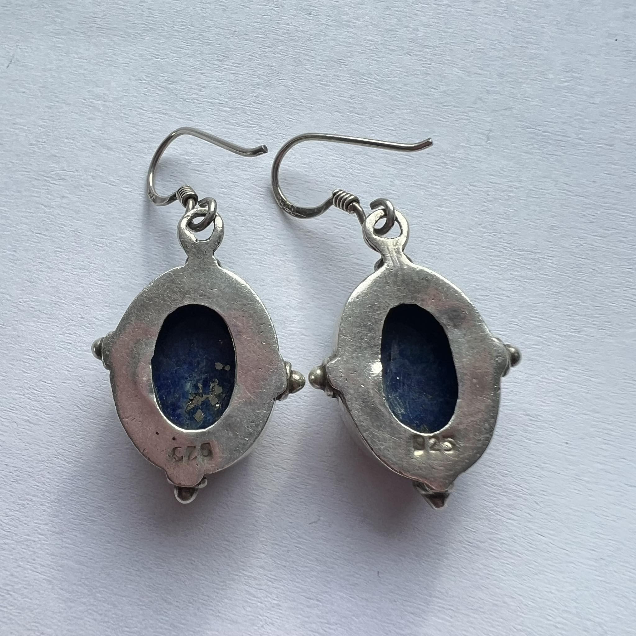 Sterling Silver Vintage Sterling Silver 925 Jewelry Earrings Lapis Lazuli Size ONE SIZE - 3 Thumbnail