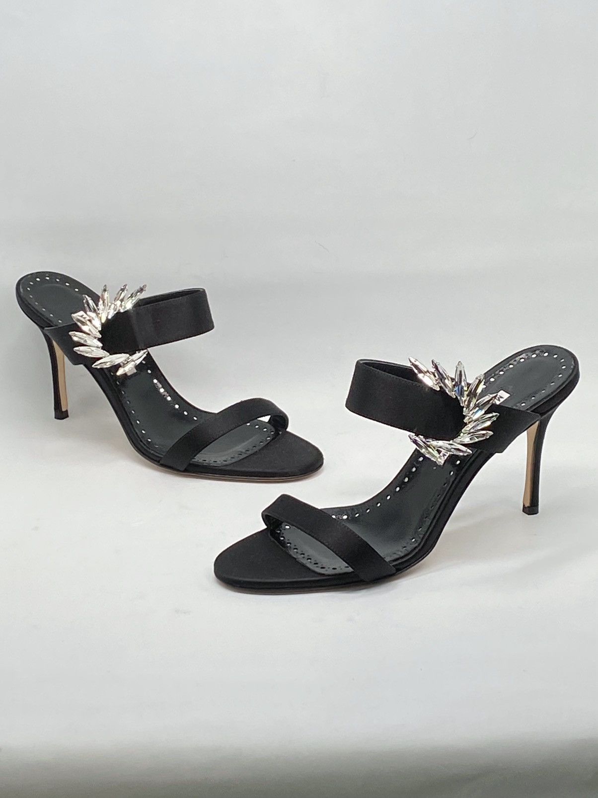 Manolo Blahnik Manolo Blahnik Crystal-Embellished Satin Sandals size 39 Size US 9 / IT 39 - 2 Thumbnail