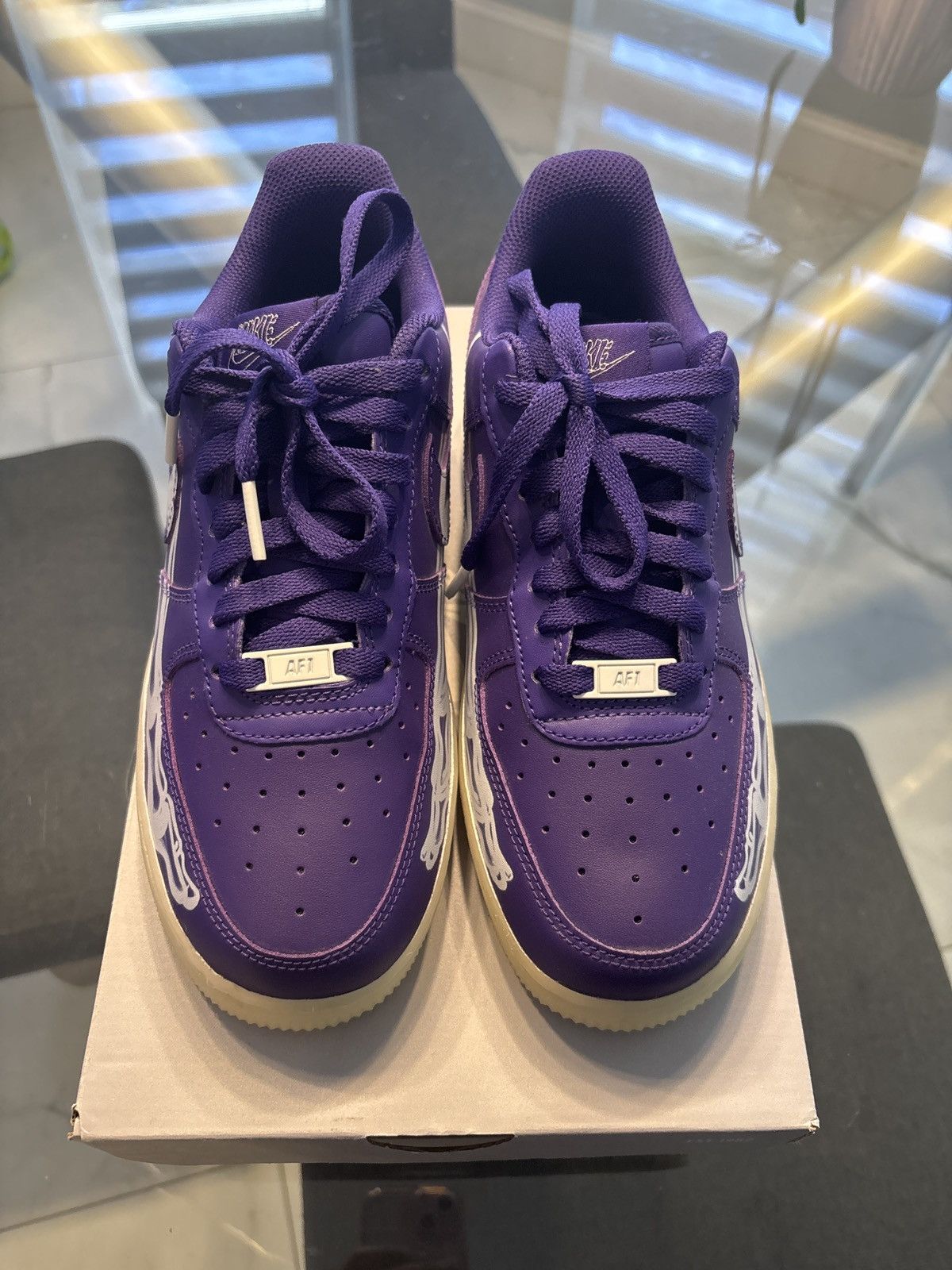 Nike Nike Air Force 1 Low '07 QS Purple Skeleton Halloween (2021) Size US 6.5 / EU 39-40 - 1 Thumbnail