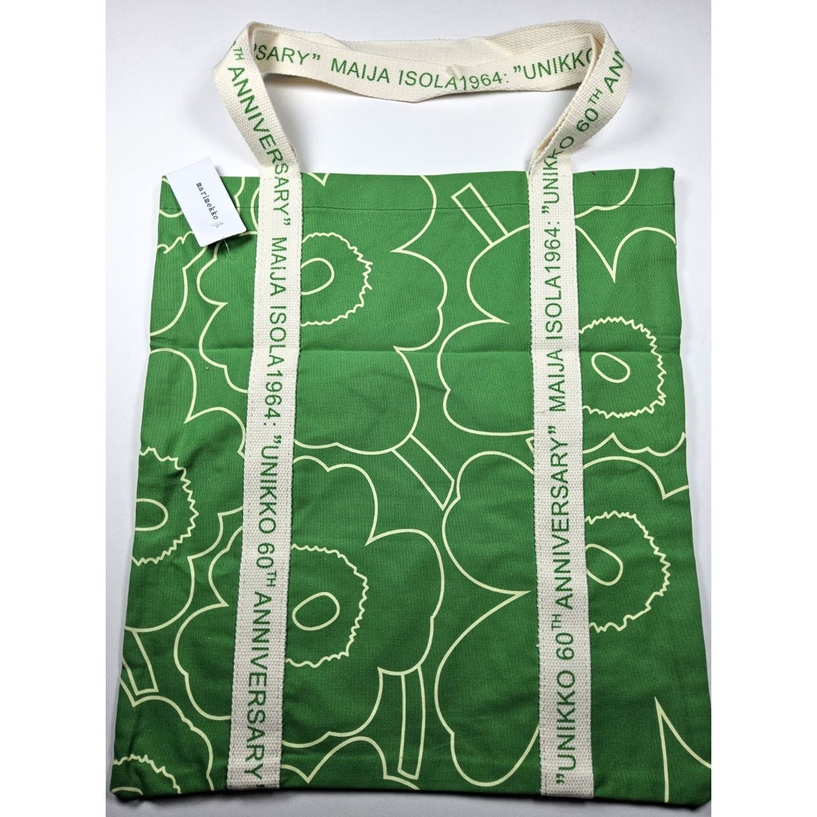 Marimekko Marimekko Pieni Unikko Kassi 60th Anniversary Limited Tote Bag Canvas Green Tote Unisex Adults 16in x 16in - Pattern Varies Size ONE SIZE - 2 Thumbnail
