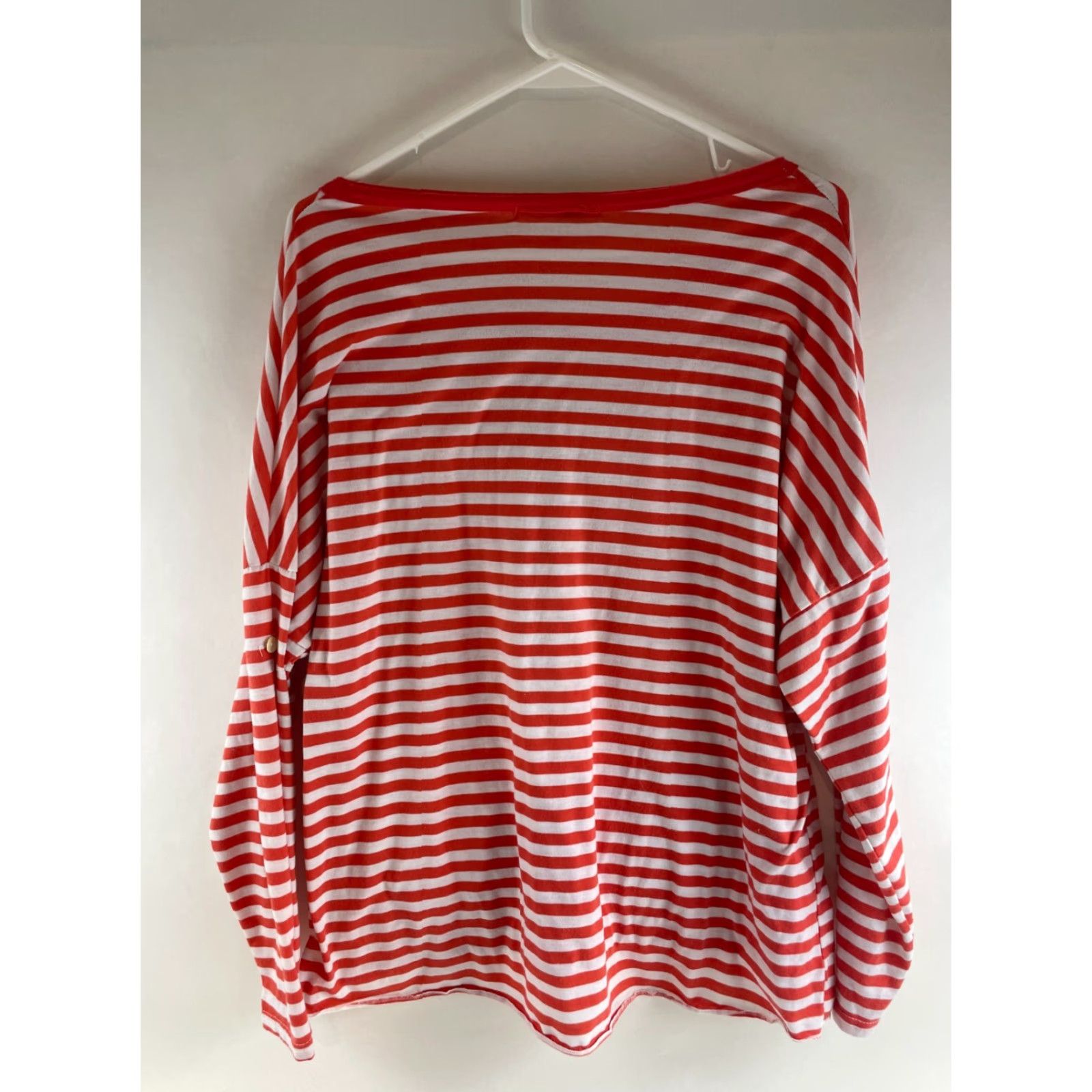 Vintage Arianna by Howard's Shirt Women's Striped Boat Neck T-Shirt Coral White XL Large Red Navy? Size XL / US 12-14 / IT 48-50 - 2 Thumbnail