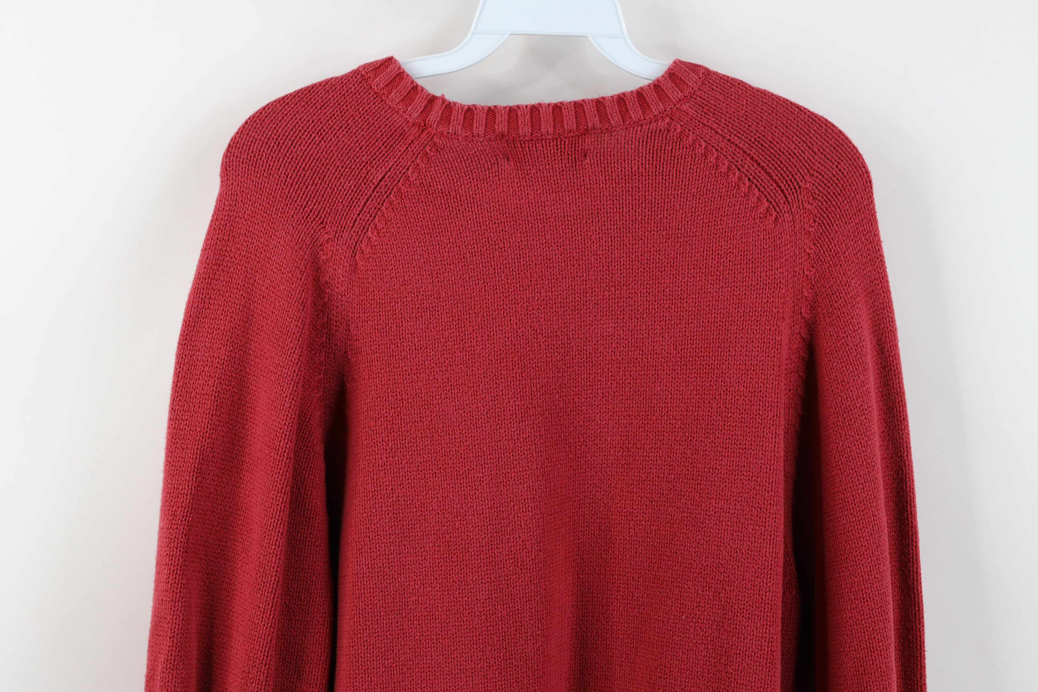 Lands' End Vintage 90s Lands End Cotton Ribbed Knit Sweater Red Japan Size XL / US 12-14 / IT 48-50 - 9 Thumbnail