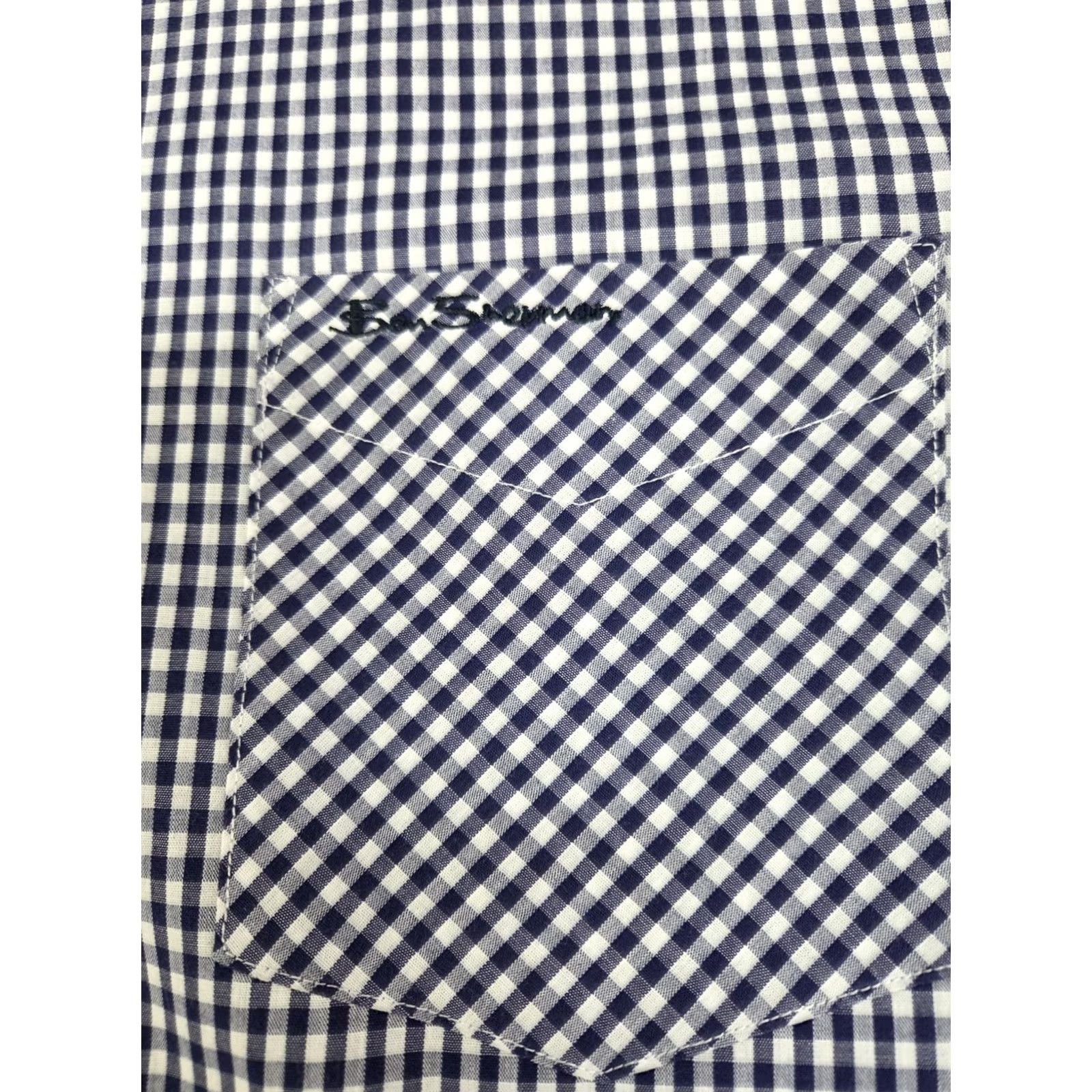 Ben Sherman Ben Sherman Mens Heritage Long Sleeve Button-Up Shirt Blue/White Check XL Size US XL / EU 56 / 4 - 7 Thumbnail