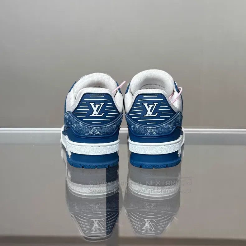 Louis Vuitton Louis Vuitton Trainer White and Blue Denim shoes Size US 5.5 / IT 35.5 - 4 Thumbnail