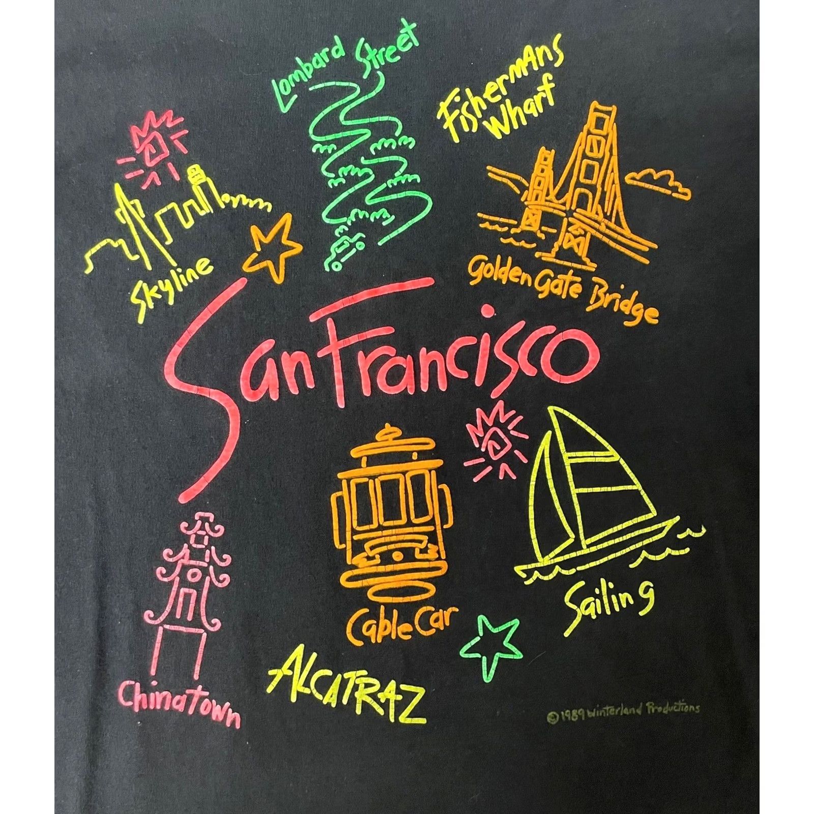 Hanes VINTAGE Hanes Beefy-T San Francisco VTG 1989 T Shirt XL Black Neon Mens Short Sleeve Tee Size US XL / EU 56 / 4 - 4 Thumbnail
