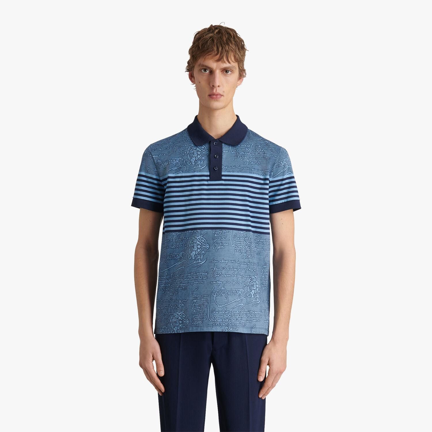 Berluti BERLUTI Striped Scritto blue majorelle cotton polo shirt M Size US M / EU 48-50 / 2 - 4 Thumbnail