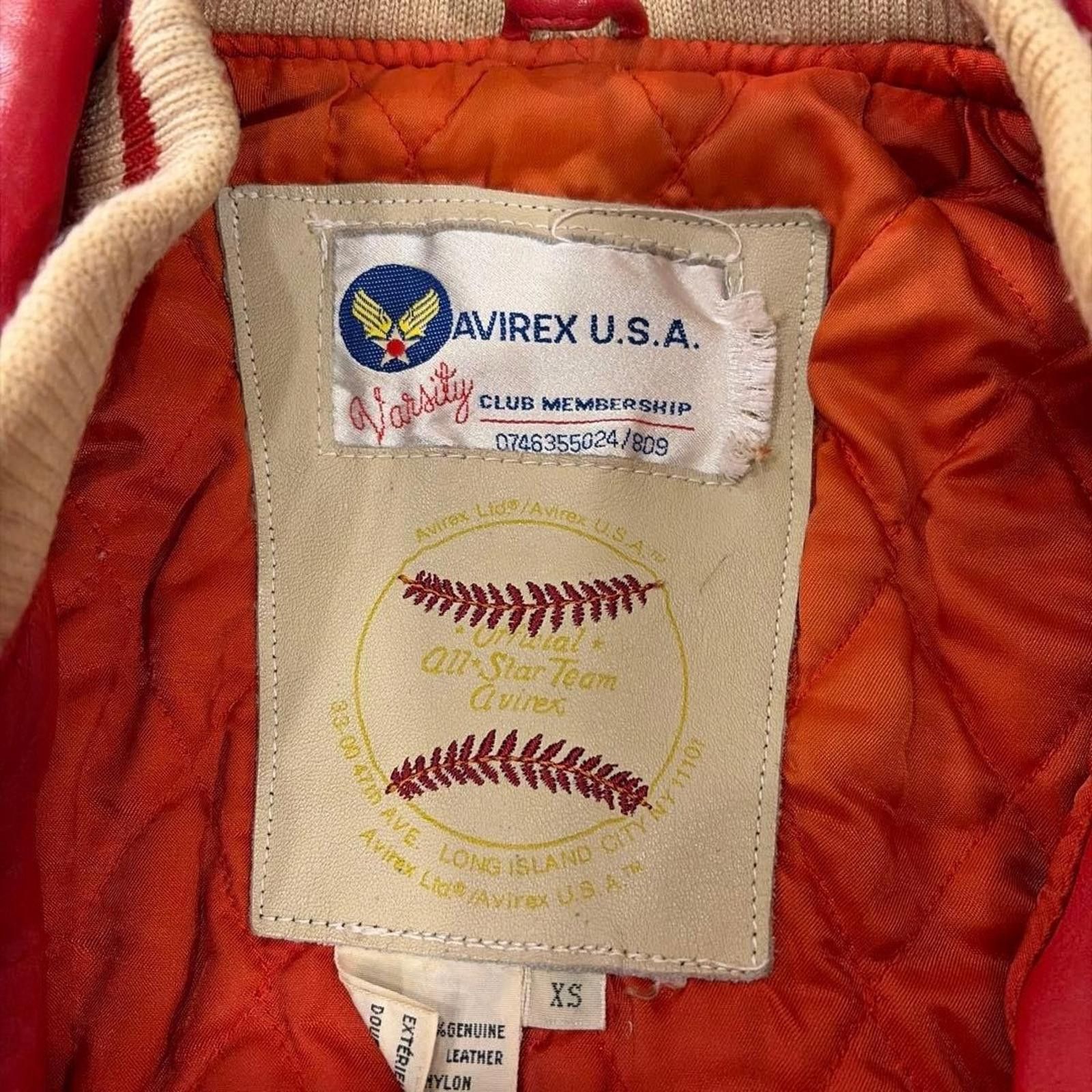 Avirex Avirex - XS Red Leather Varsity Jacket Virginia Ins. Size US XS / EU 42 / 0 - 5 Thumbnail