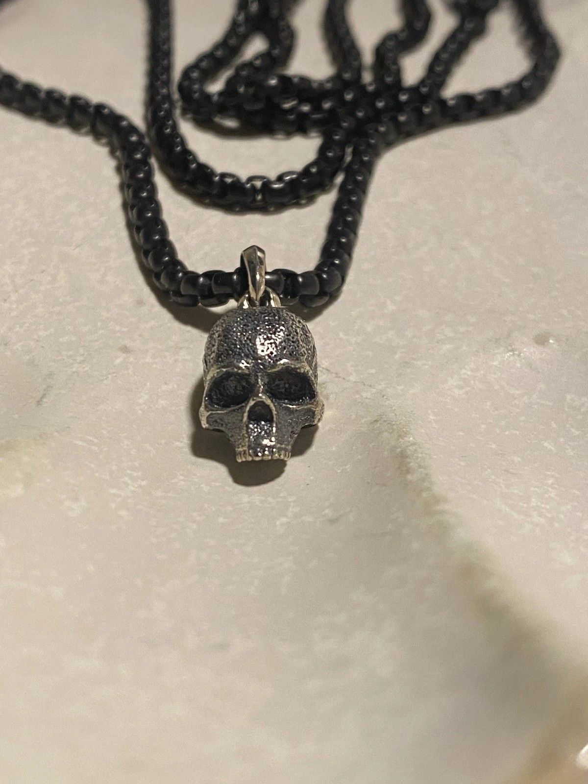 David Yurman David Yurman Sterling Silver Skull Pendant Steel Necklace Size ONE SIZE - 6 Thumbnail