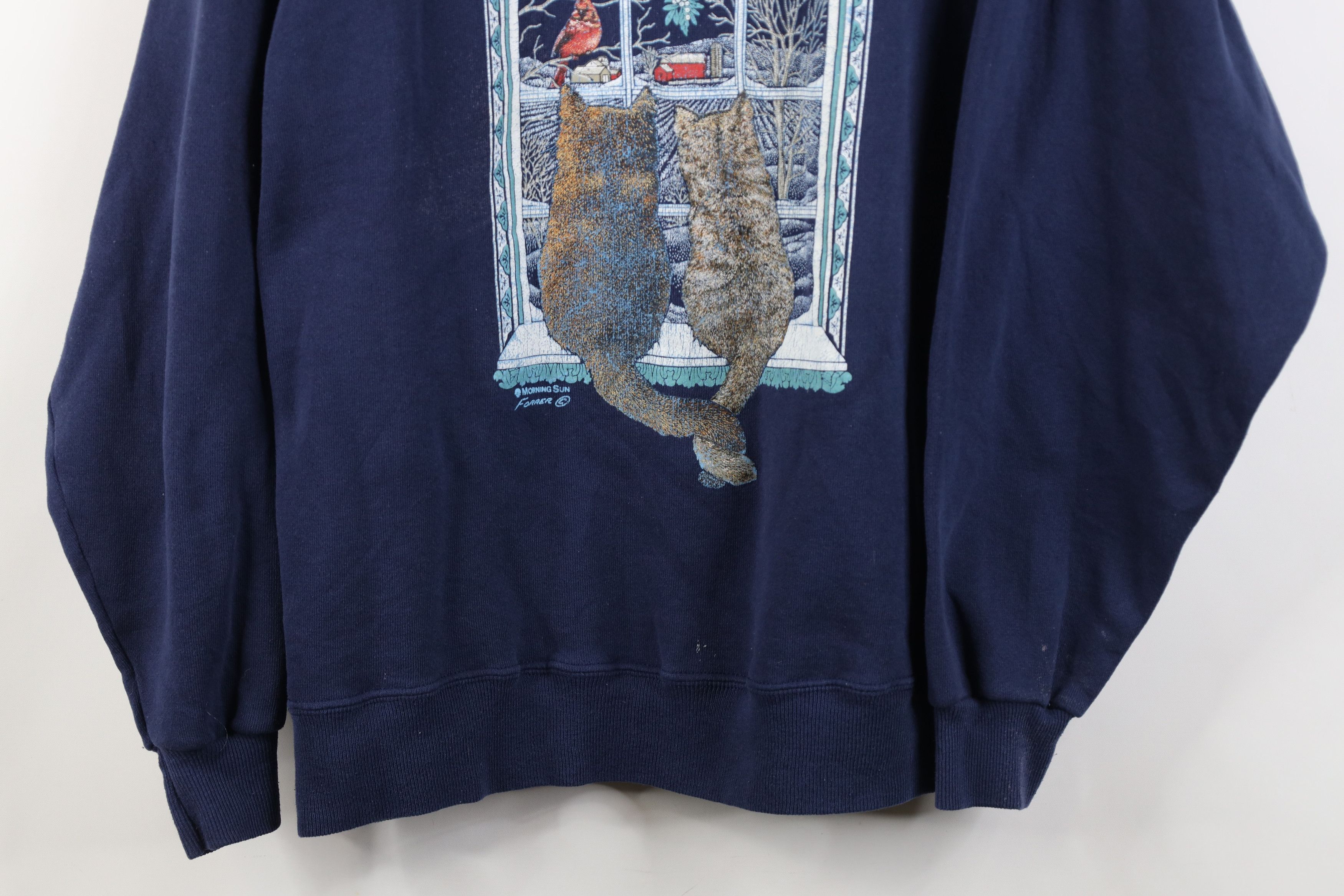 Vintage Vintage 90s Streetwear Cat Kitten Window Sweatshirt USA Size L / US 10 / IT 46 - 3 Thumbnail