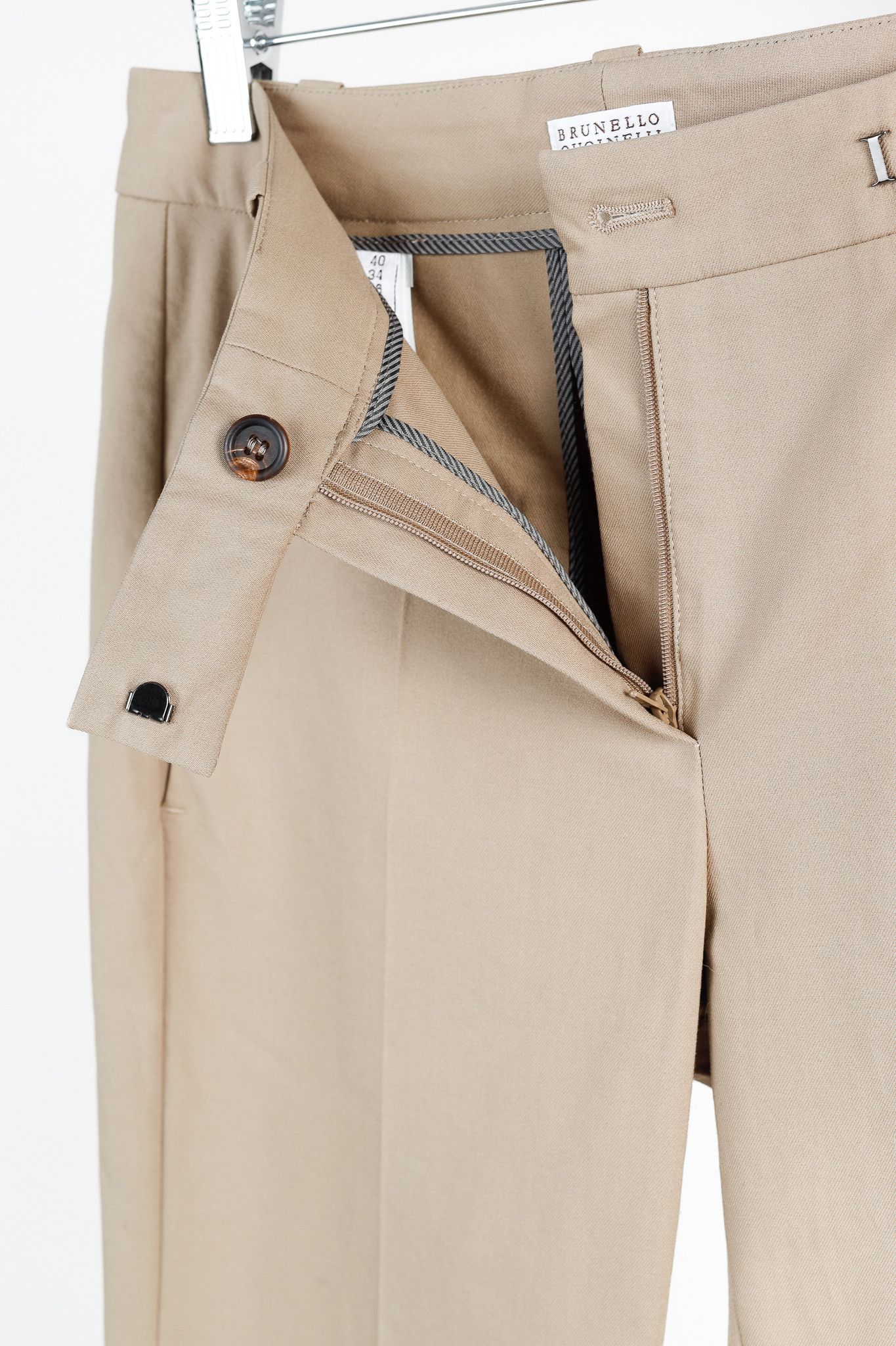 Brunello Cucinelli Brunello Cucinelli Taupe Cotton-Blend Straight-Leg Trousers Size 27" / US 4 / IT 40 - 9 Thumbnail