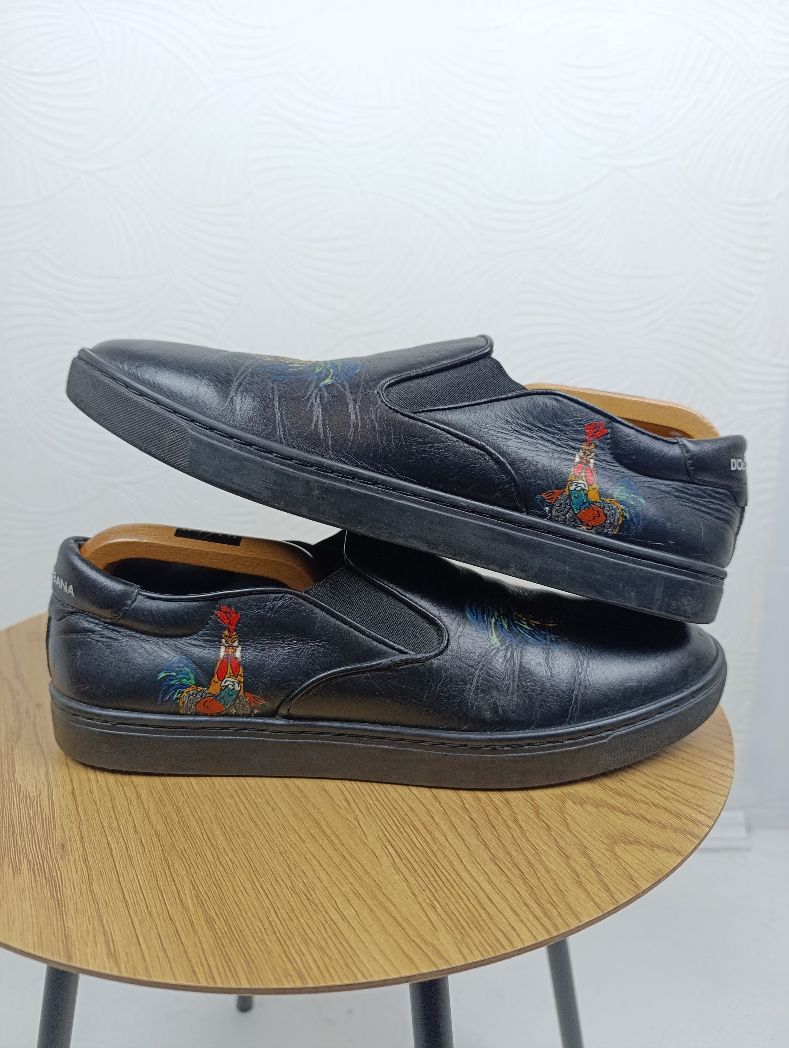 Dolce & Gabbana DOLCE GABBANA COCKEREL PRINT LEATHER SLIP-ON Size US 8 / EU 41 - 8 Thumbnail