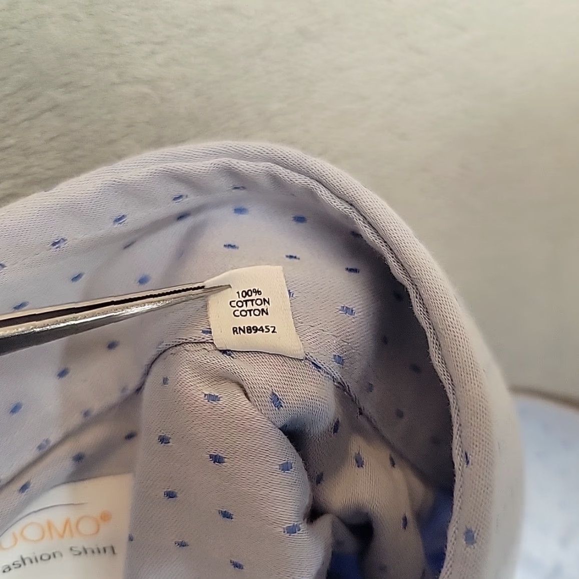 Lorenzo Uomo Lorenzo Uomo Dress Shirt Men 16 34/35 Blue Geometric Trim Fit Button 1005 Cotton Shirt Mens Regular Blue Geometric 1005 Cotton Button-Up Size 42R - 5 Thumbnail