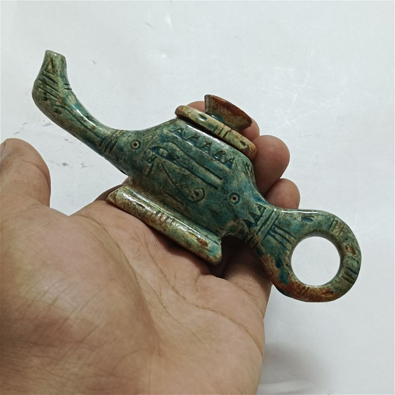 Handmade Hammer stone oil lamp in ancient Egyptian style Size ONE SIZE - 3 Thumbnail