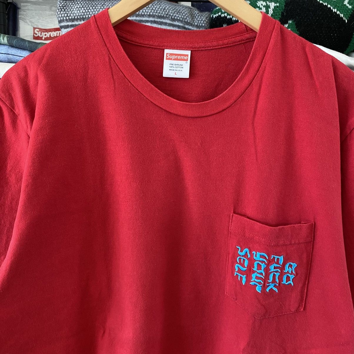 Supreme Supreme Go F*ck Yourself Pocket T-Shirt Red 2017 Designer Size US L / EU 52-54 / 3 - 2 Thumbnail