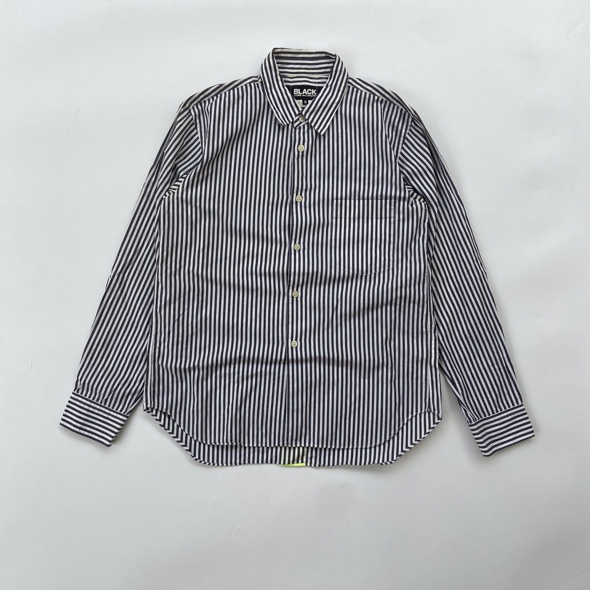 Comme des Garcons Black BLACK COMME des GARCONS Satin Flourescent Stripe Long Sleeve Size US S / EU 44-46 / 1 - 1 Thumbnail
