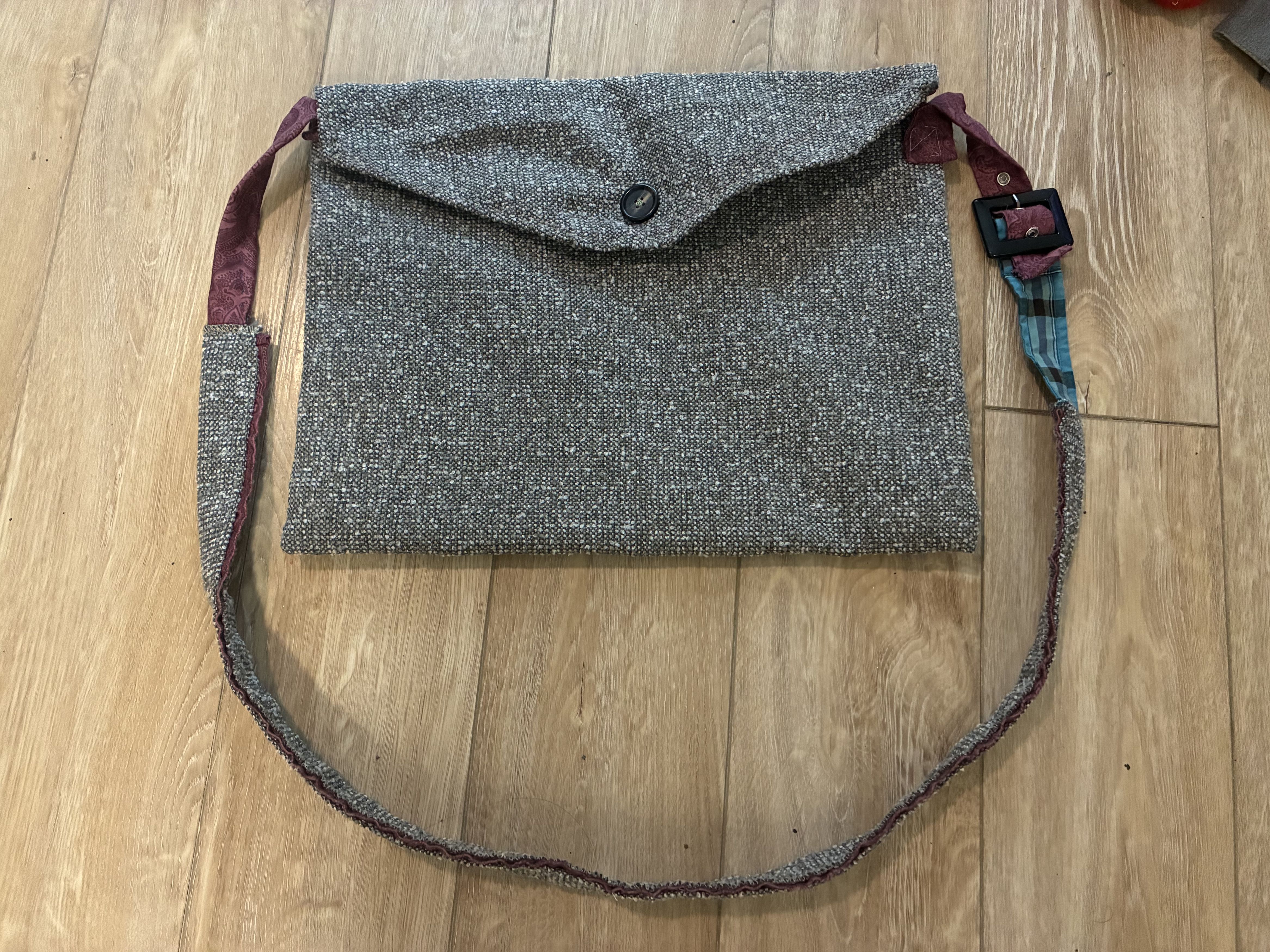 Handmade Upcylced Office Upholstery Crossbody Bag with Cotton Lining Size ONE SIZE - 1 Thumbnail