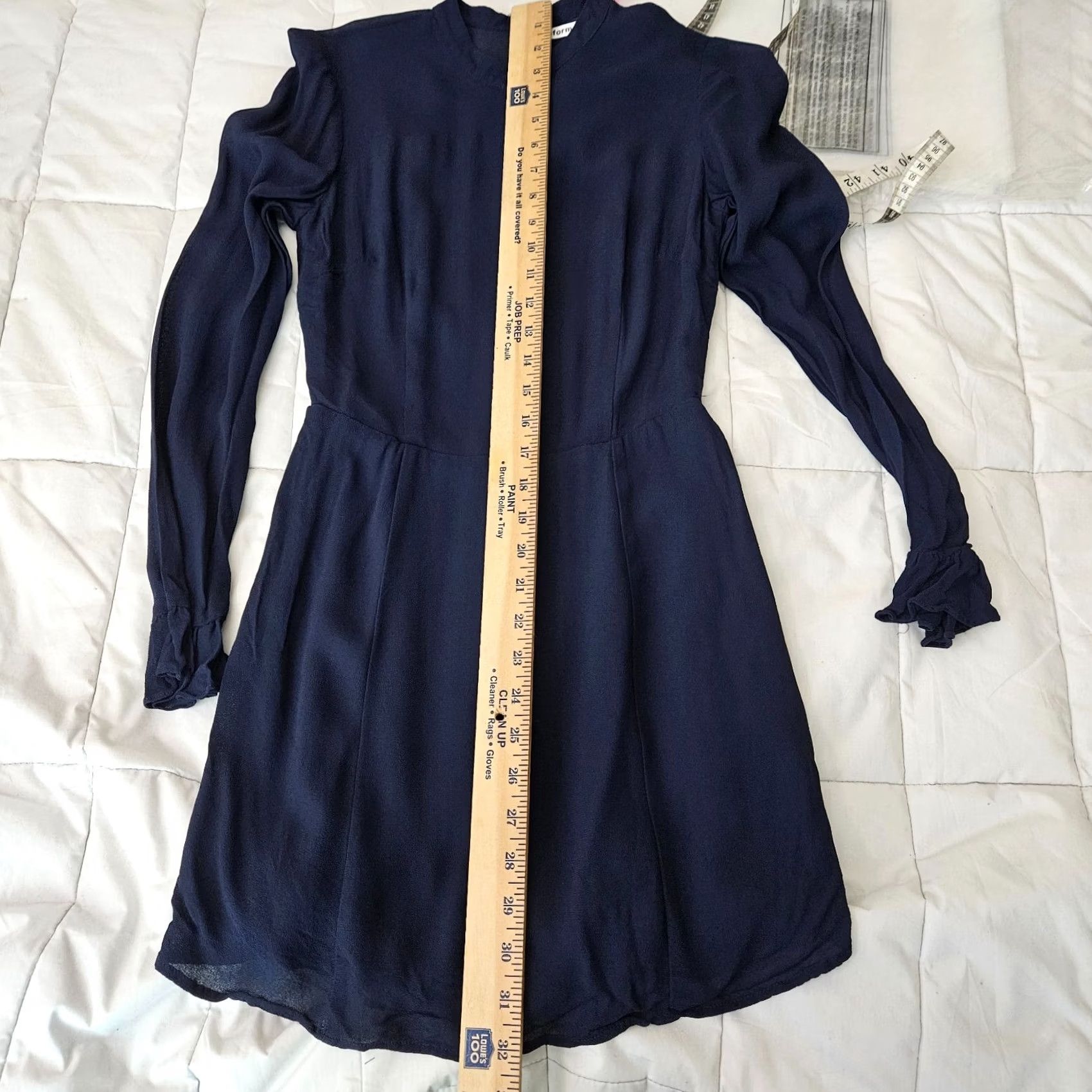 Reformation Reformation Fox Tie Neck Women’s Blue Long Sleeve Mini Dress Size 8 Size M / US 6-8 / IT 42-44 - 5 Thumbnail