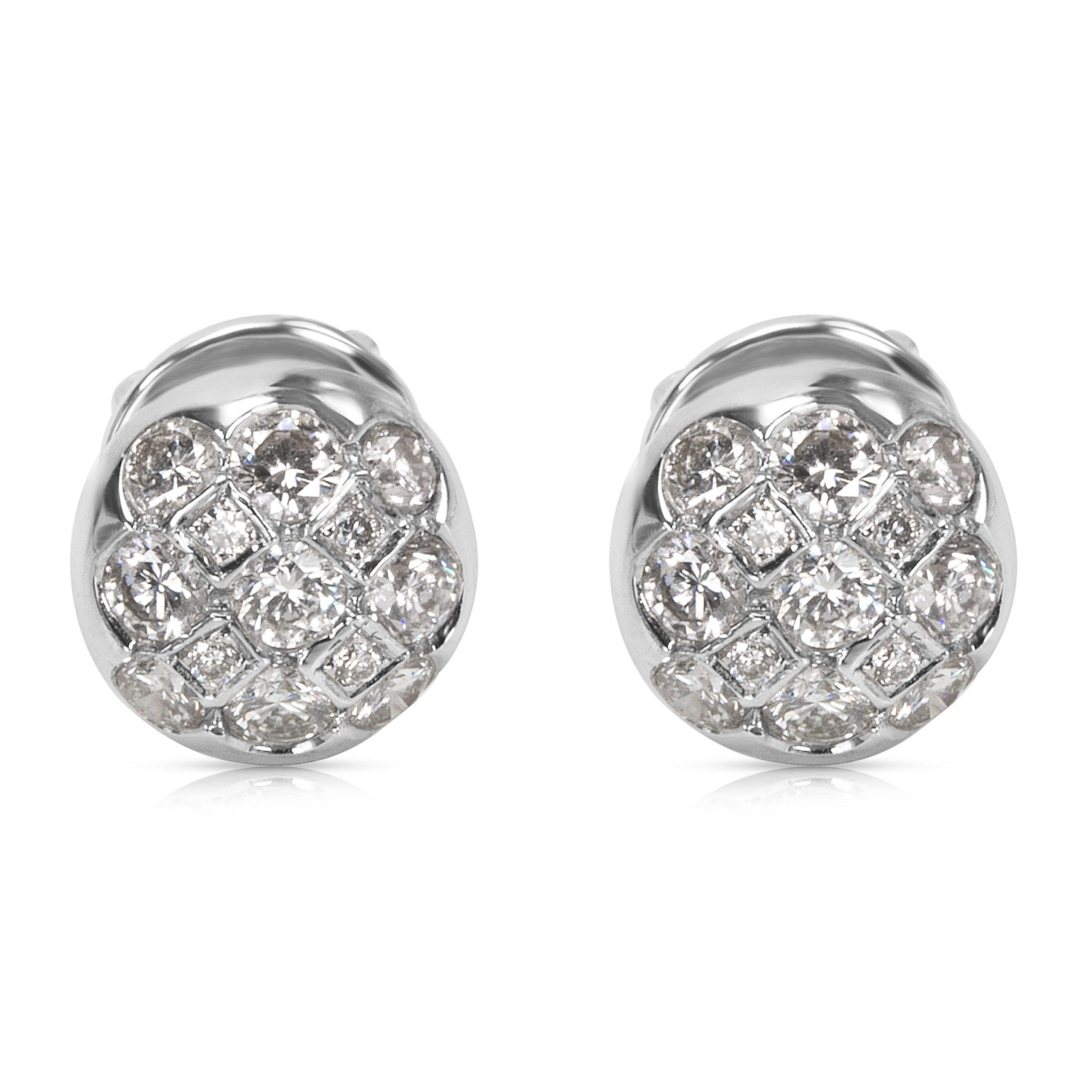 image of Diamond Stud Earrings In 18K White Gold (0.90 Ctw), Women's