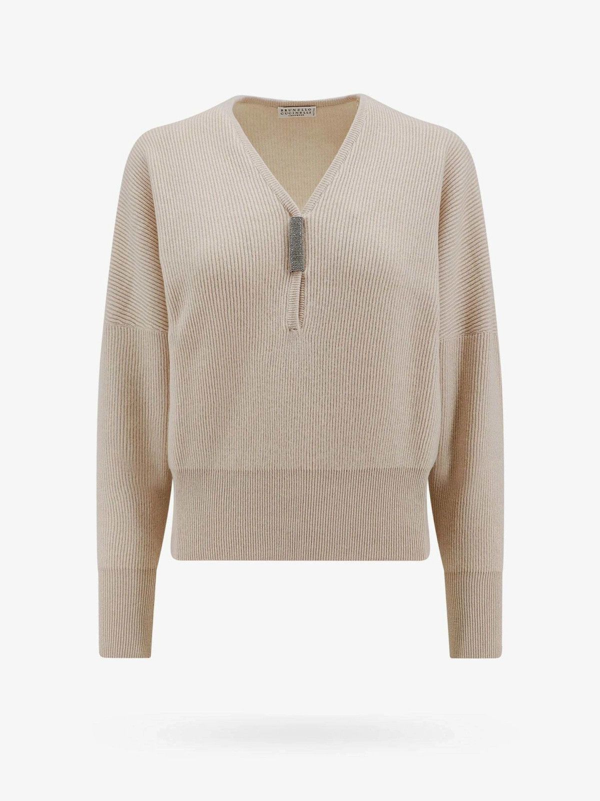 Brunello Cucinelli o1y0825 V-neck Sweater in Beige Size XL / US 12-14 / IT 48-50 - 1 Thumbnail