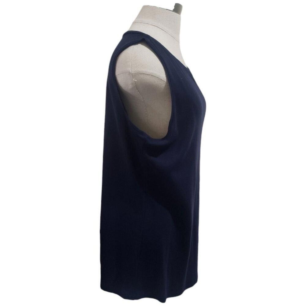 Designer CT1836 Talbots Navy Sleeveless Crew Neck Top L Size L / US 10 / IT 46 - 2 Thumbnail