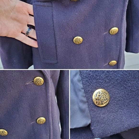Mackintosh × Vintage Vintage 80s Union Made Mackintosh Navy Blue Wool Cropped Tre Size M / US 6-8 / IT 42-44 - 4 Thumbnail
