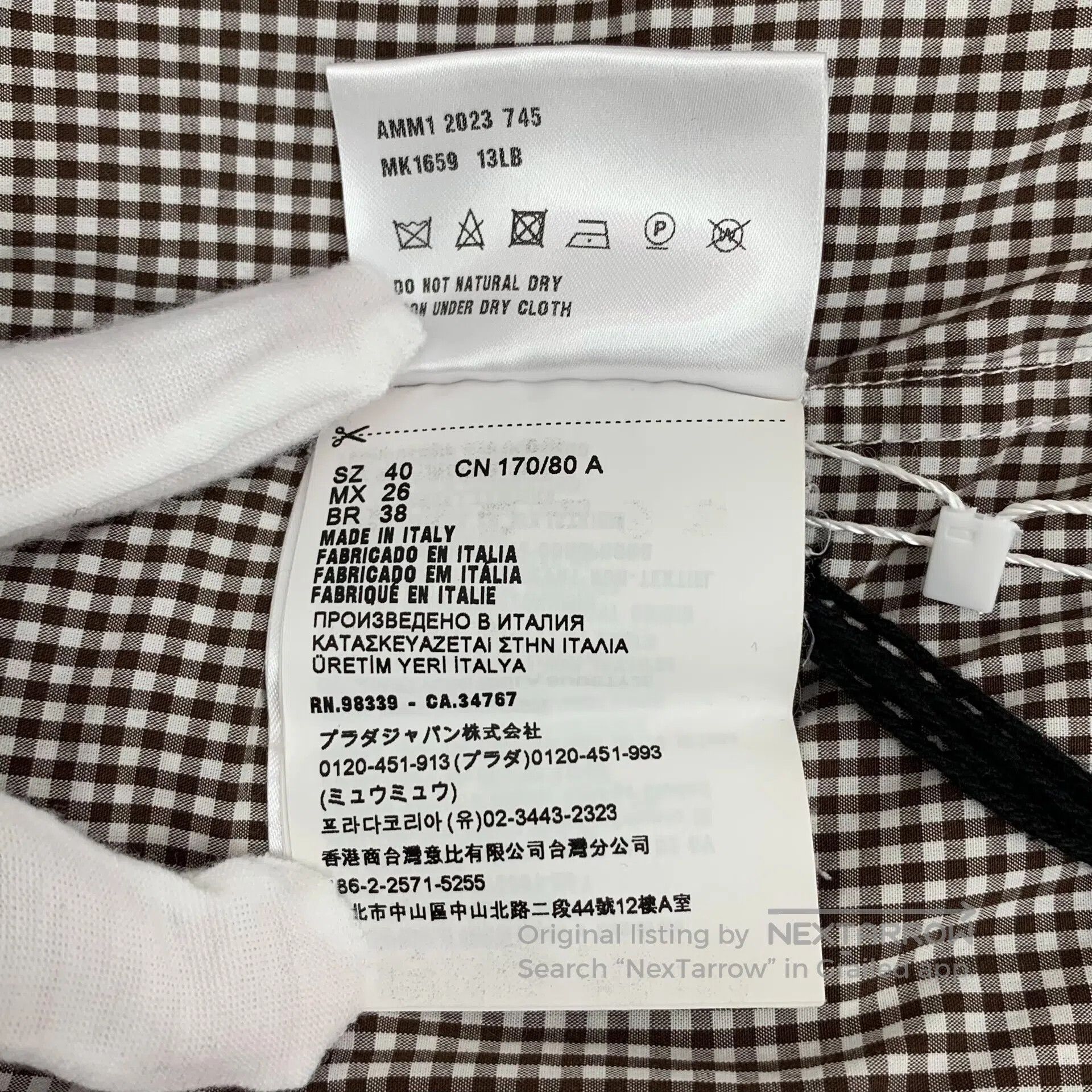 Miu Miu Miu Miu Caramel checkered logo letter embroidery cotton la Size S / US 4 / IT 40 - 9 Thumbnail