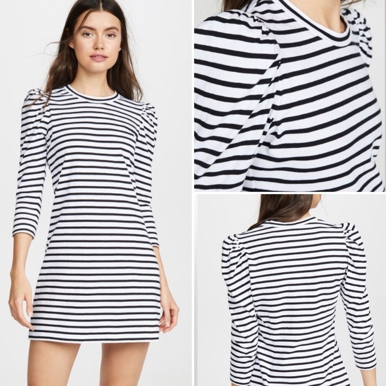 A.L.C. A.L.C. $365 Kidman Black Striped Puff LS Tee Dress XS Size XS / US 0-2 / IT 36-38 - 1 Thumbnail